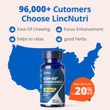 LincNutri Ashwagandha 10-in-1 Adaptogen Blend capsules in hand
