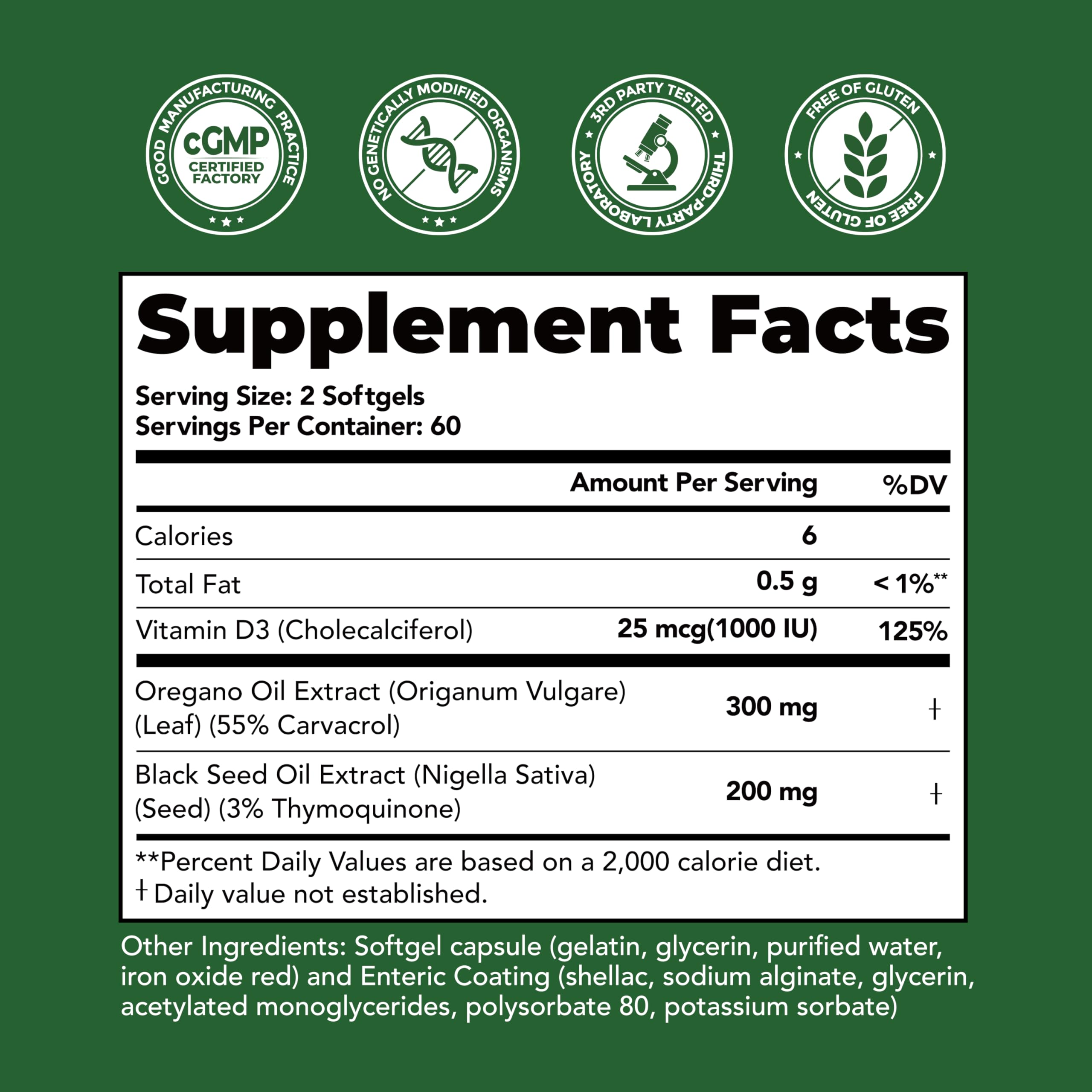 LincNutri Oregano Oil Capsules packaging details