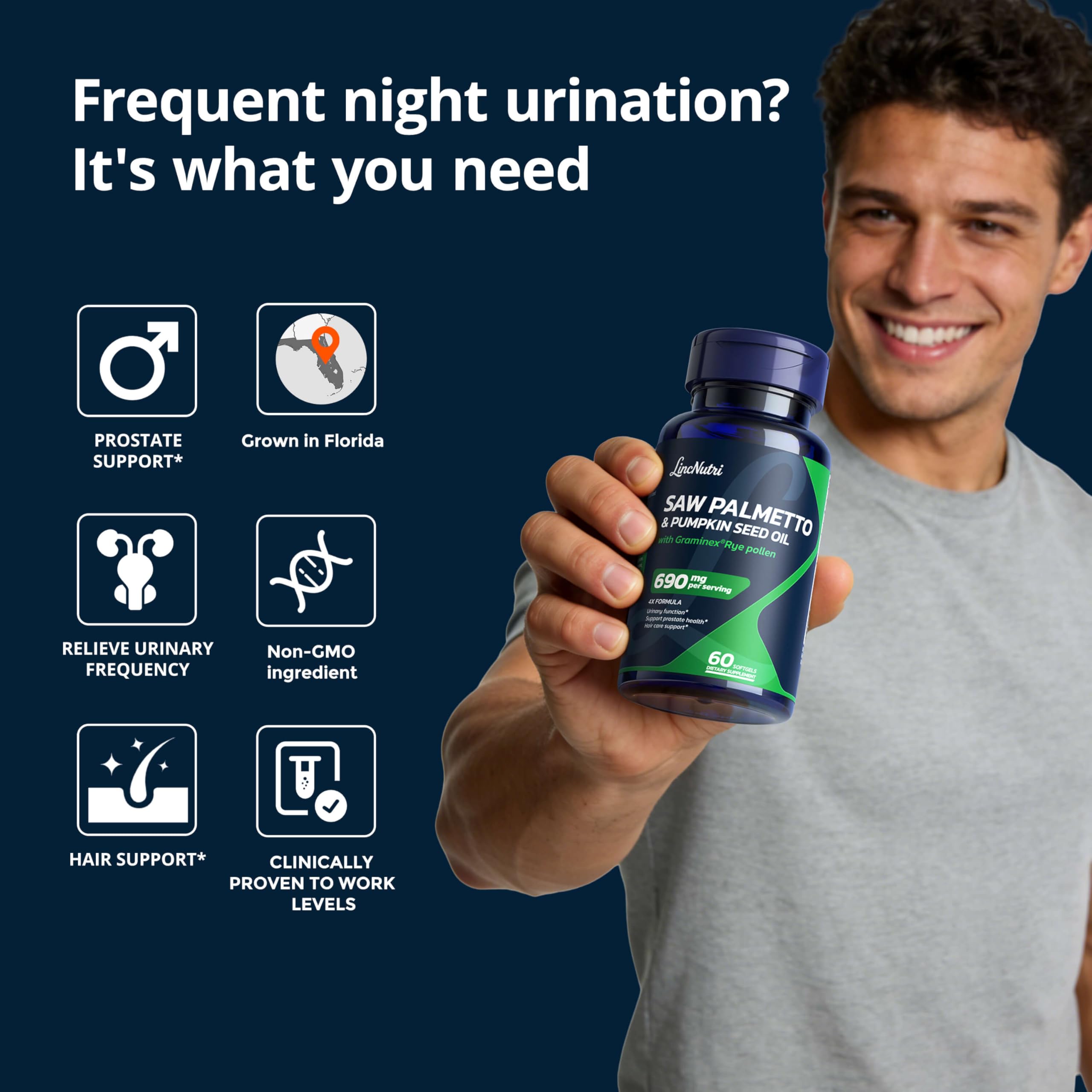 LincNutri Saw Palmetto Extract 320mg softgel side view