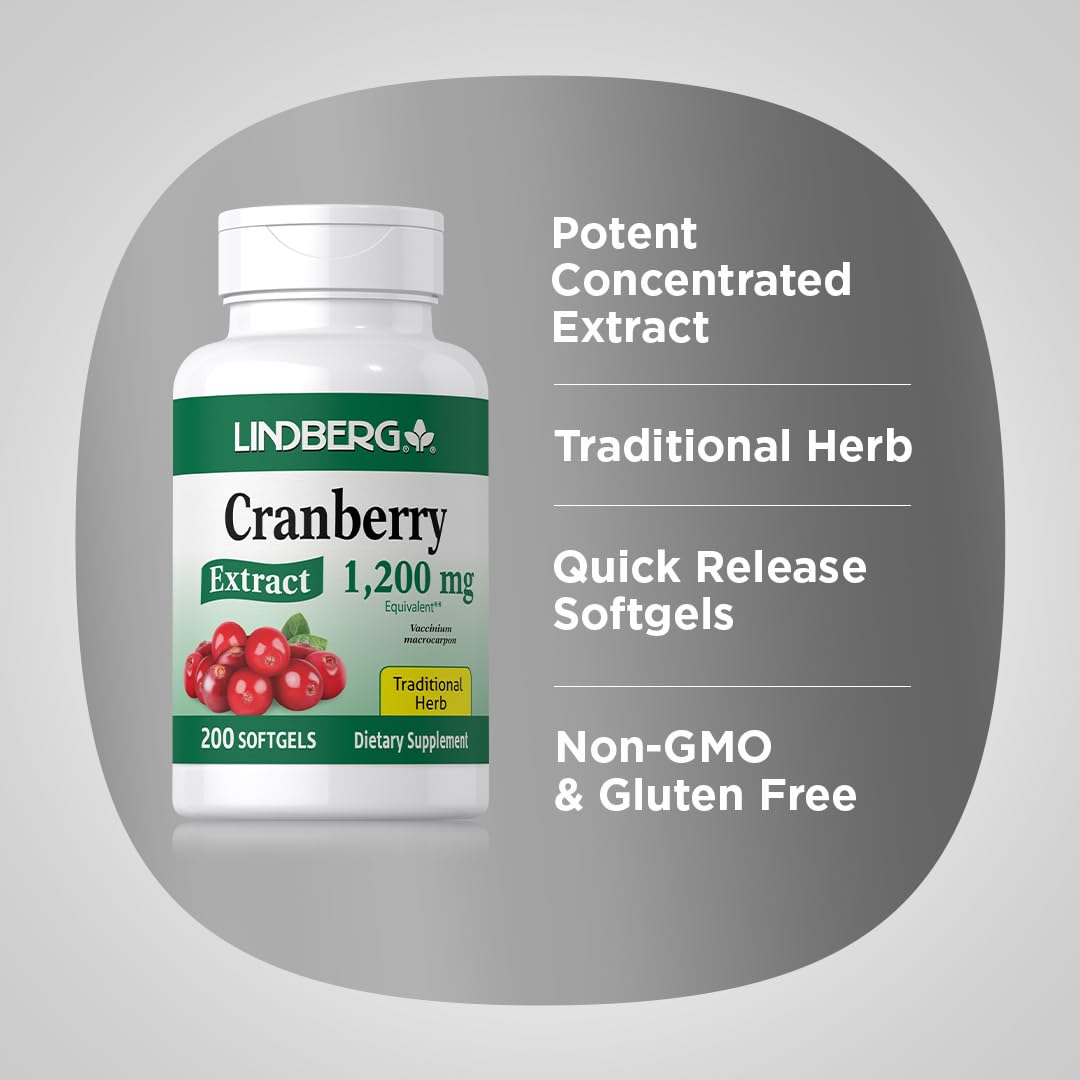 LINDBERG Cranberry Softgels side view of bottle