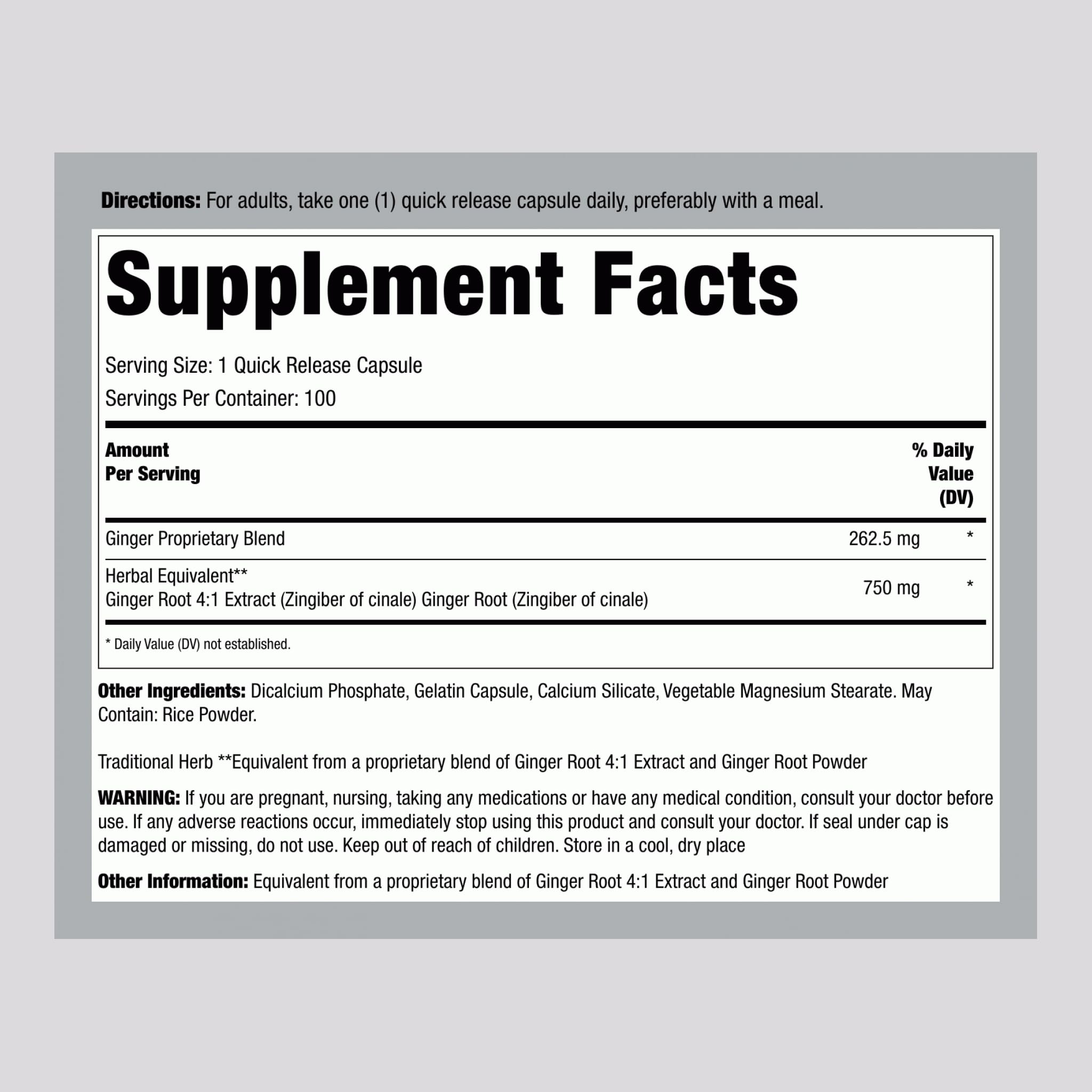 Lindberg Ginger Root Extract capsule bottle side view