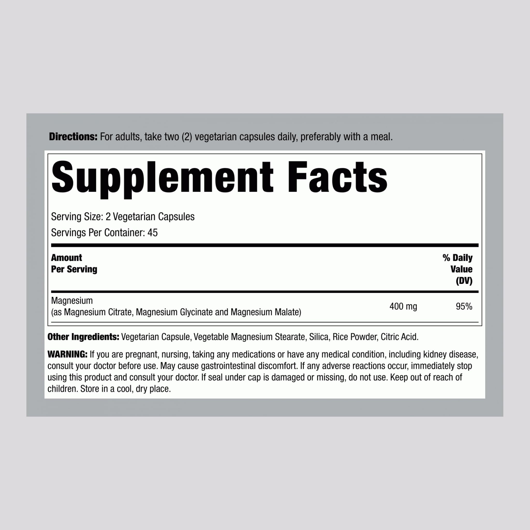 Lindberg Magnesium Supplement 118g back view with ingredient list