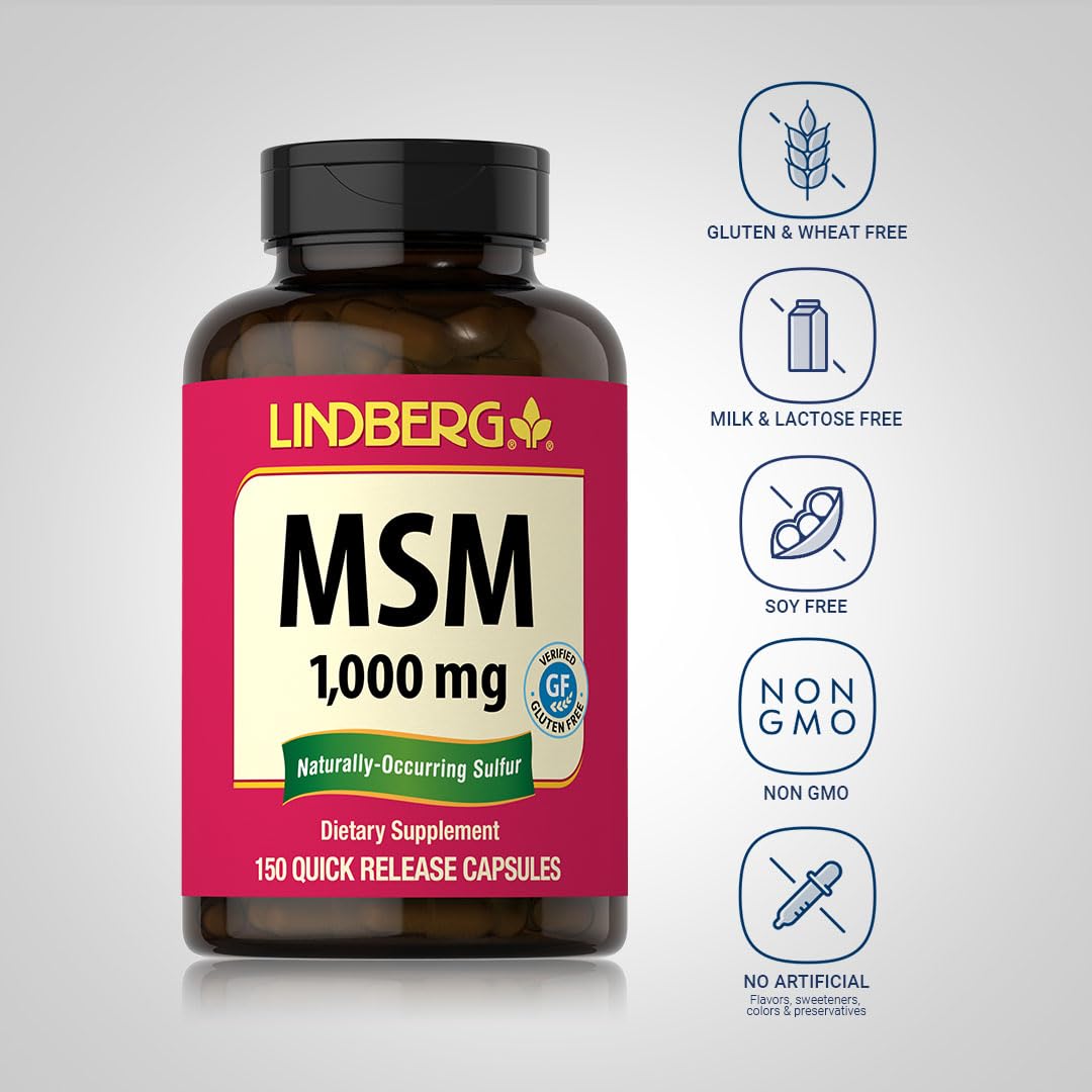 Lindberg MSM Daily Capsules 1000mg bottle with label