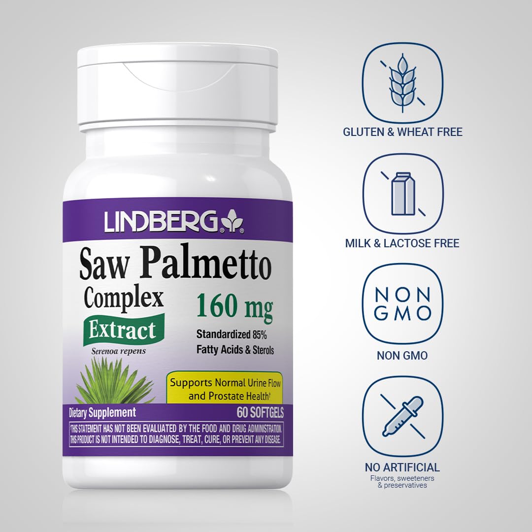 Lindberg Saw Palmetto Capsules back view with ingredient list