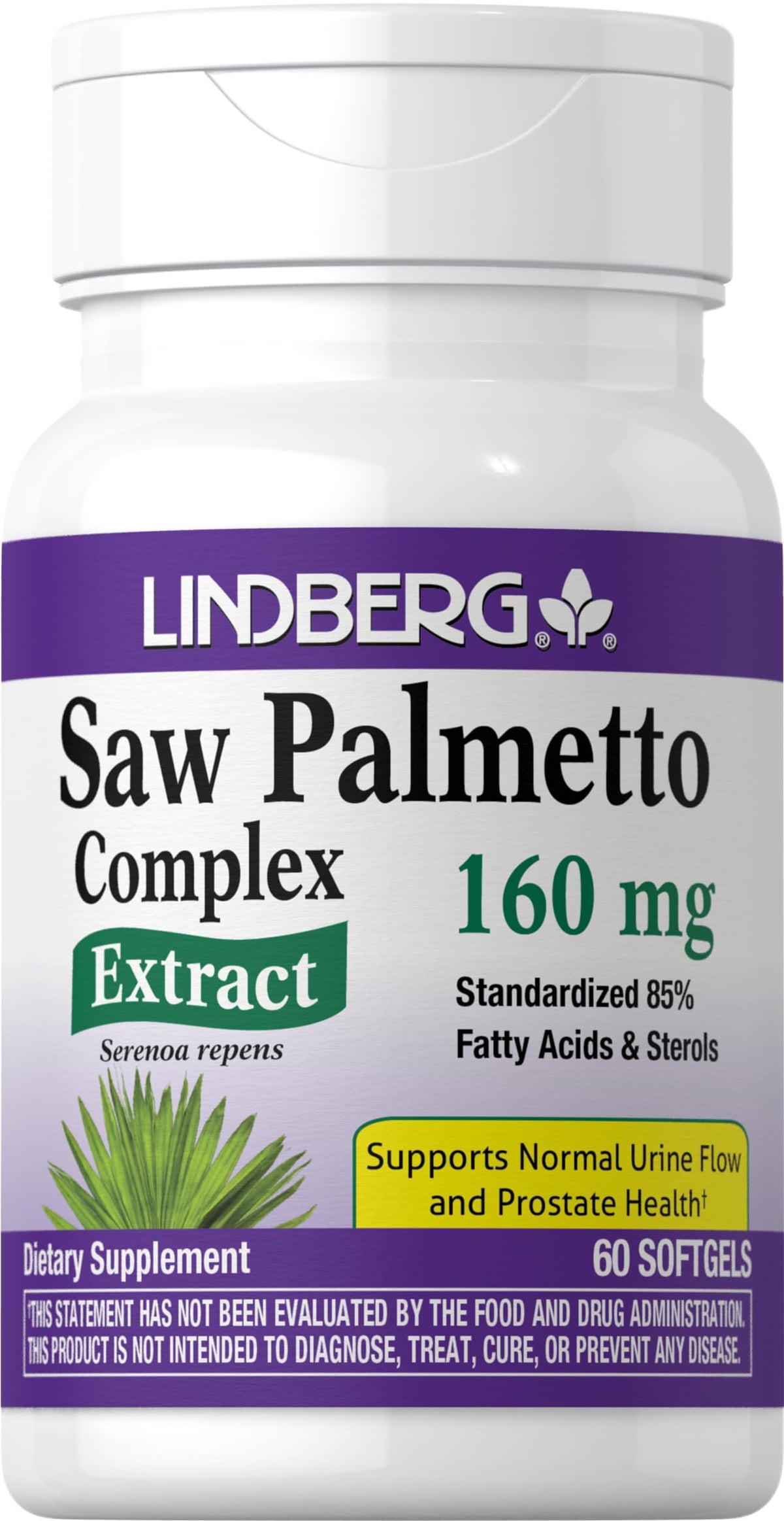 Lindberg Saw Palmetto Capsules front view with packaging