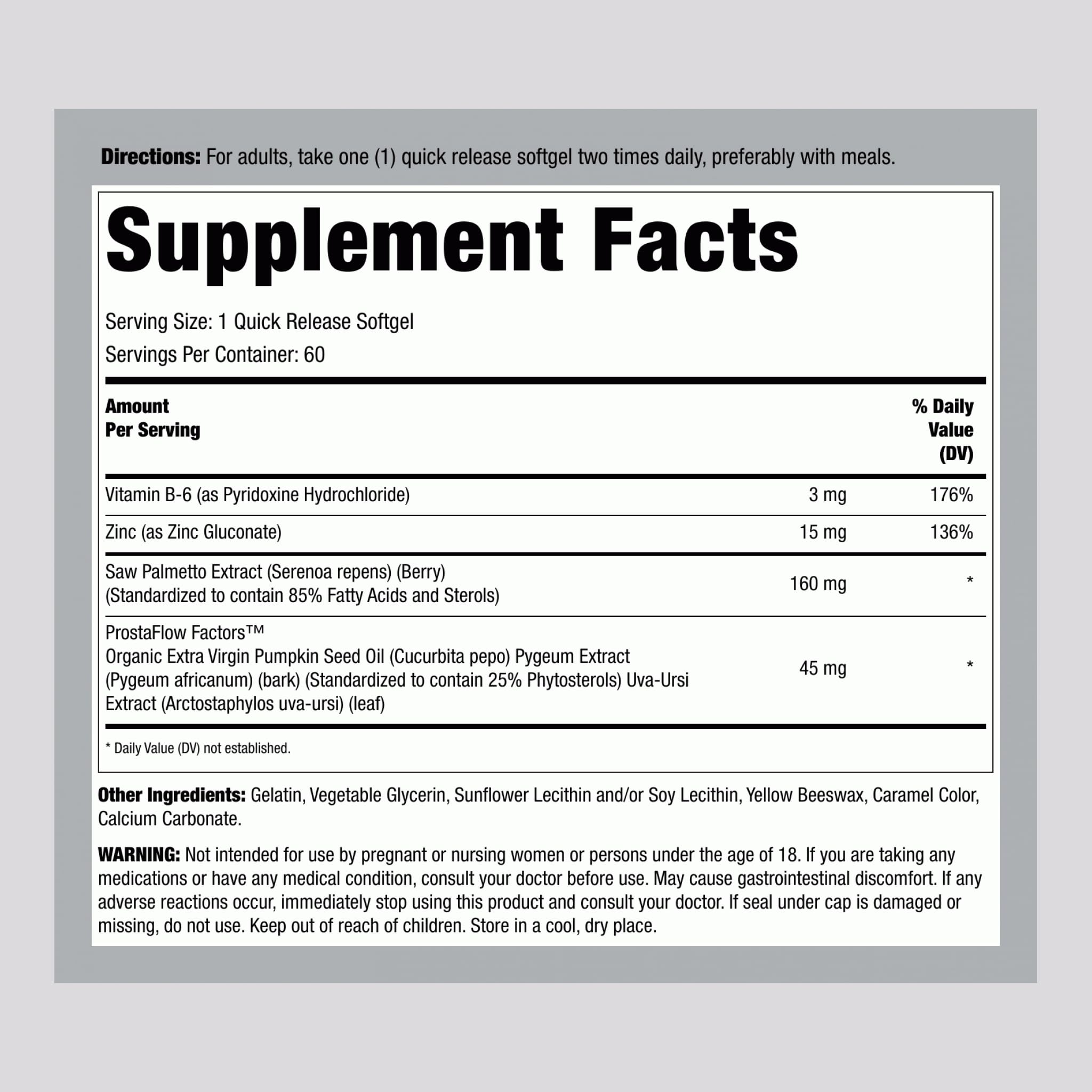 Lindberg Saw Palmetto Capsules side view showing capsule size
