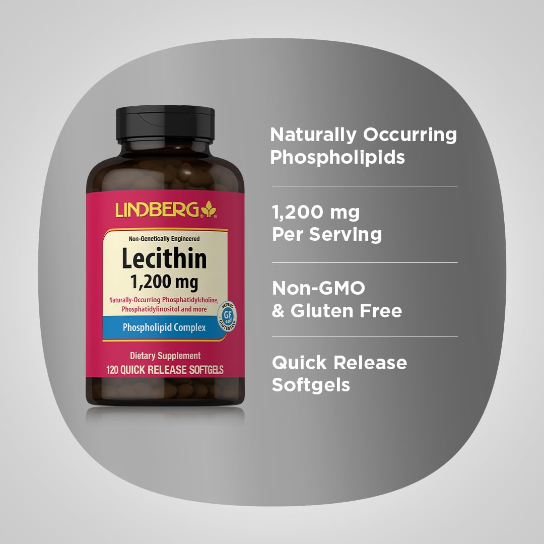 Lindberg Soy Lecithin Softgels back view with ingredient list