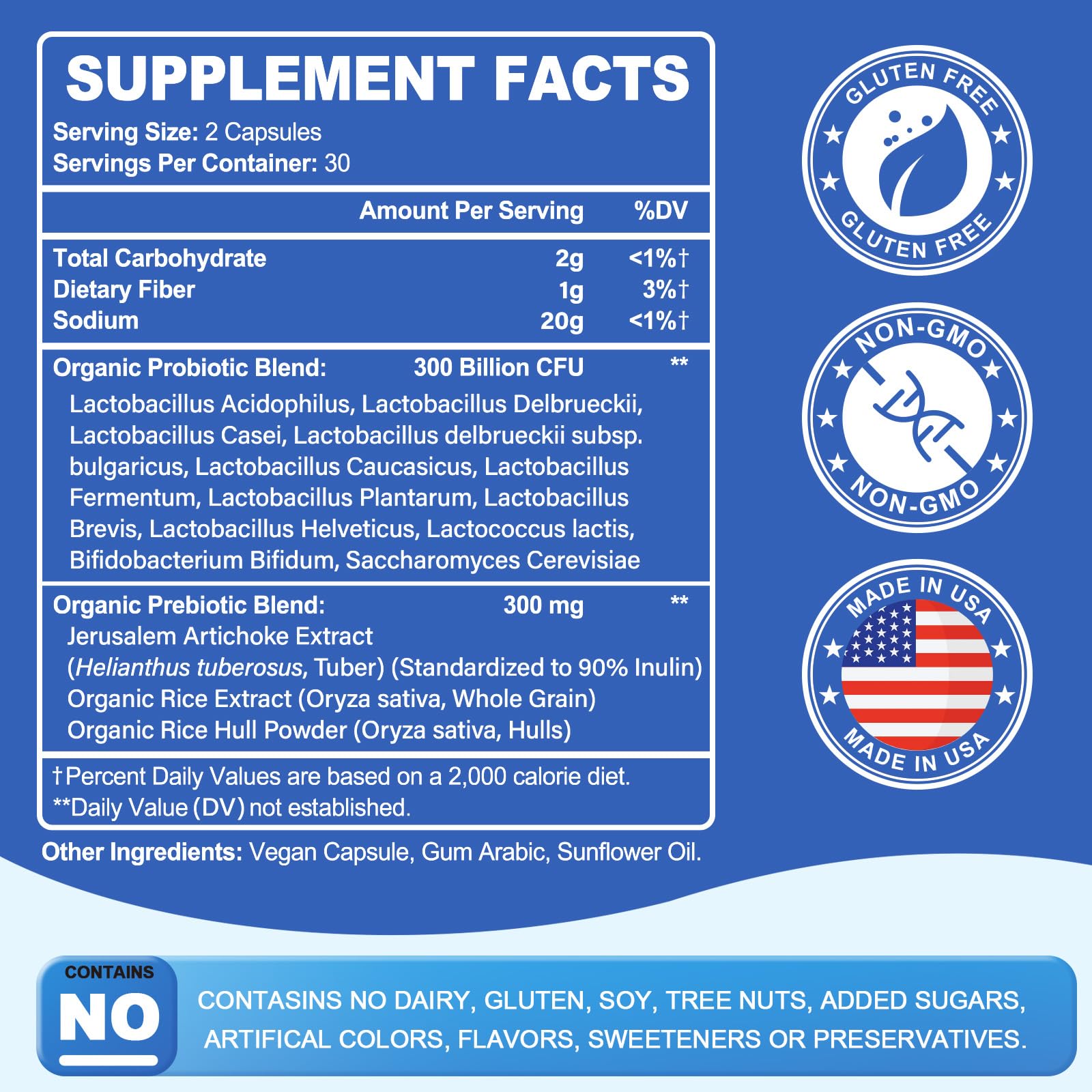 Linkvibe Probiotic Supplement 300 Billion CFU back view