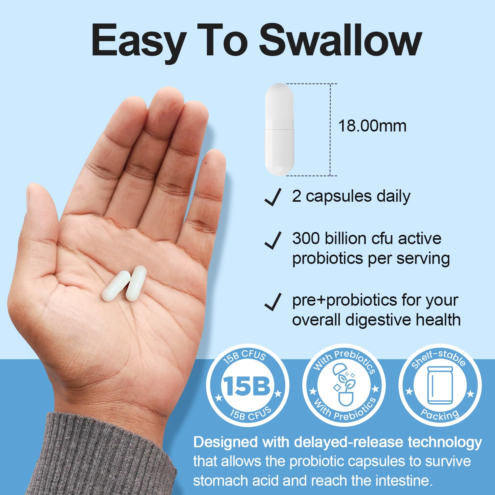 Linkvibe Probiotic Supplement 300 Billion CFU capsule close-up