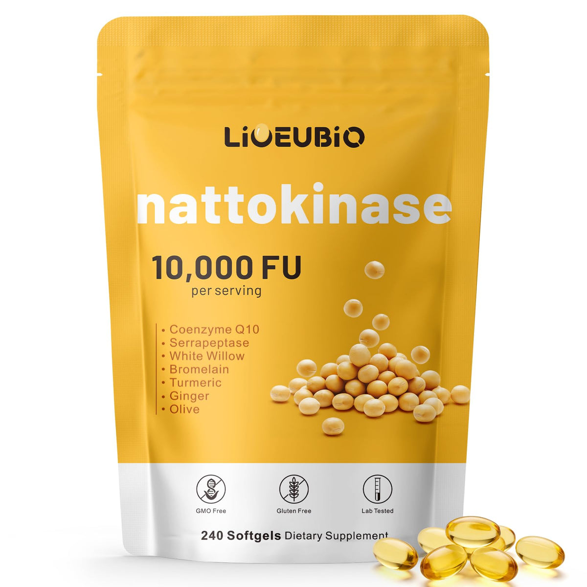 LIOEUBIO Multi-Enzyme Supplement 240 softgels front view