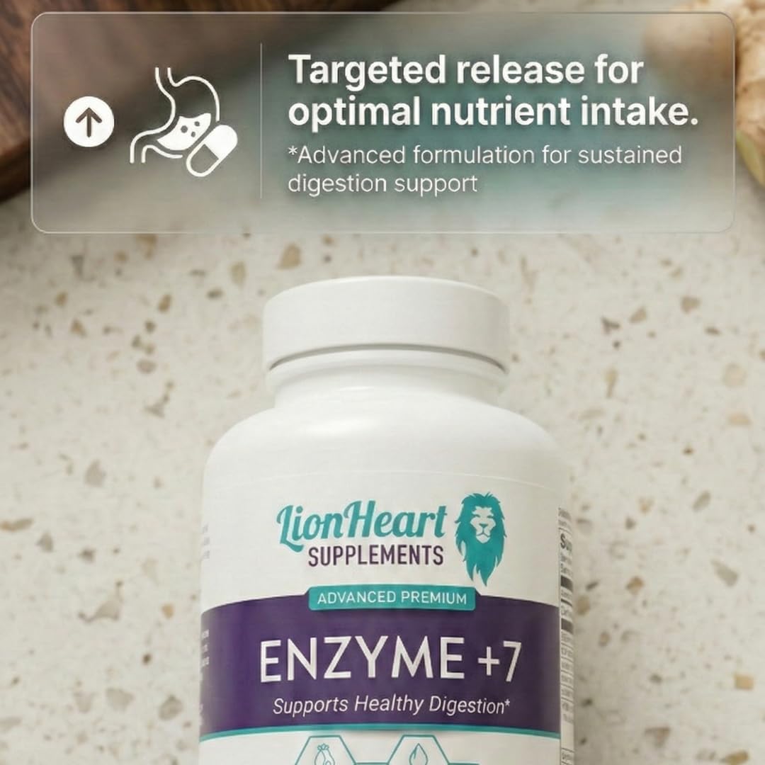 LionHeart Supplements Enzyme +7 90 Tablets side view