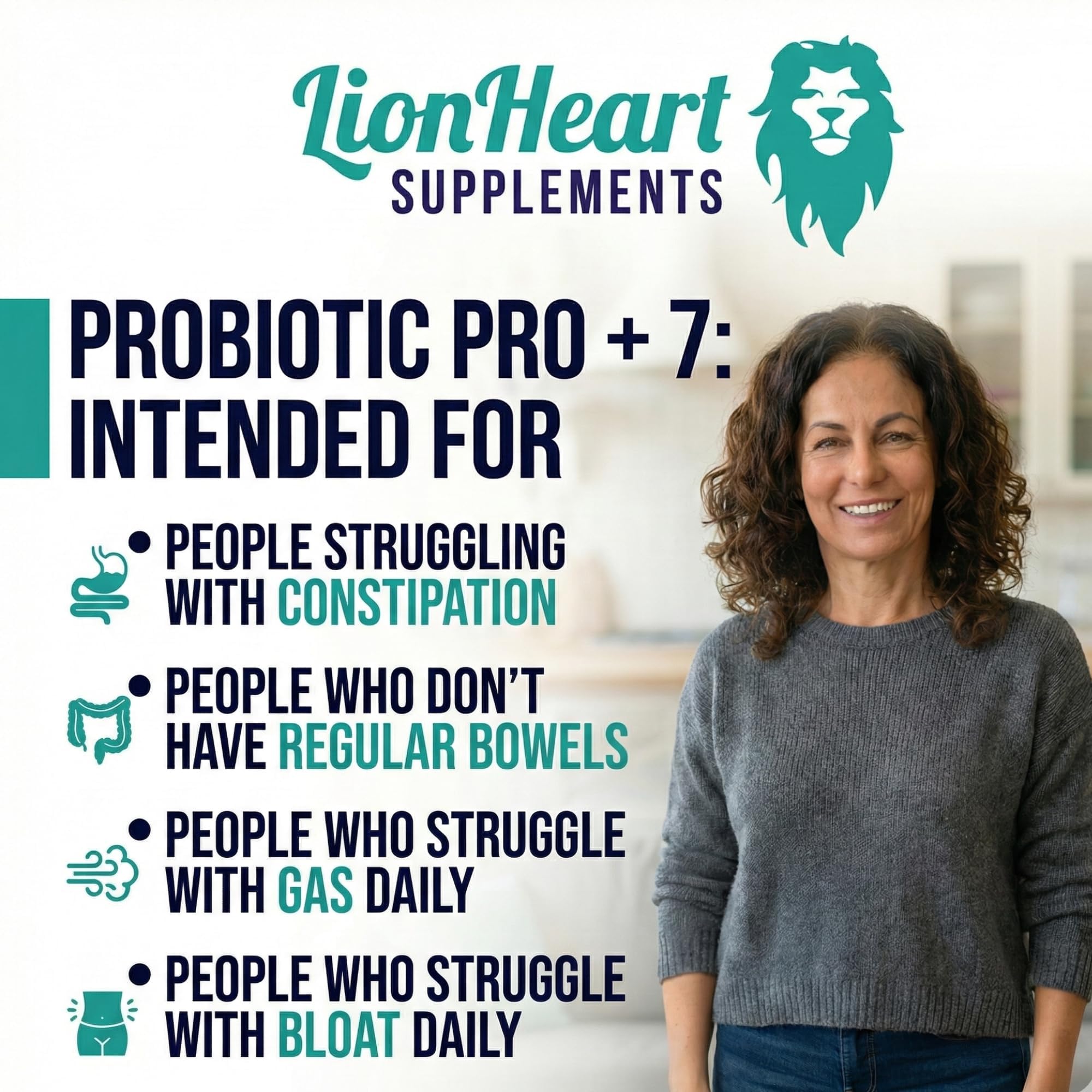 LionHeart Supplements Probiotic Pro Plus 7 back view of packaging