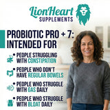 LionHeart Supplements Probiotic Pro Plus 7 back view of packaging