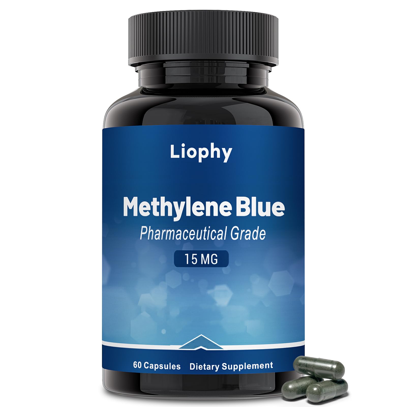 Liophy Methylene Blue Capsules front view with packaging
