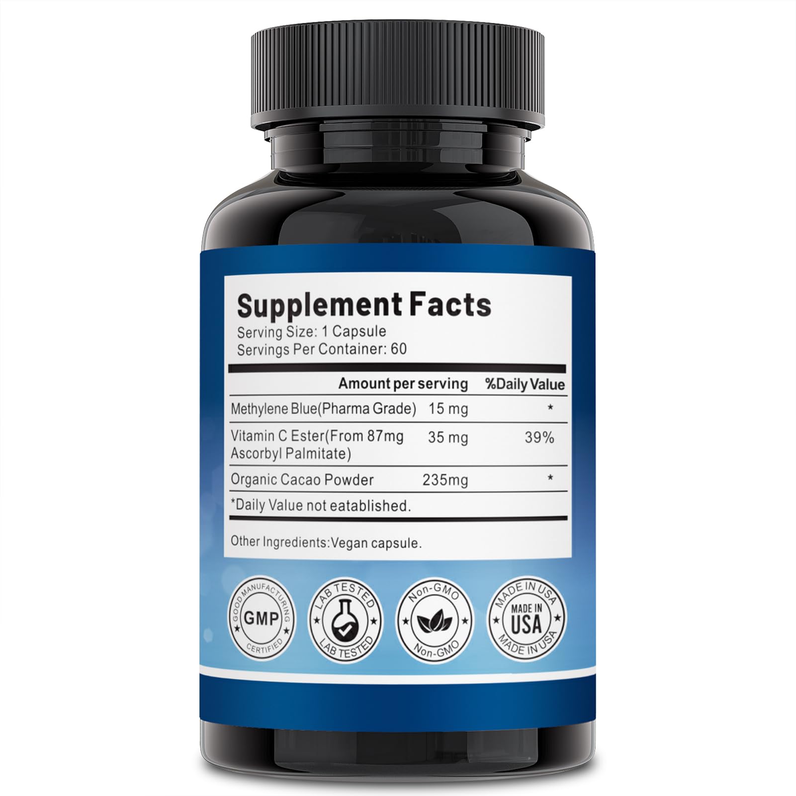 Liophy Methylene Blue Capsules label close-up