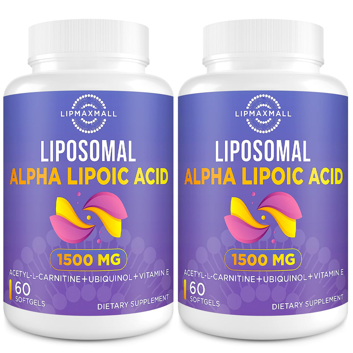 lipmaxmall Alpha Lipoic Acid 1500mg Softgels front view
