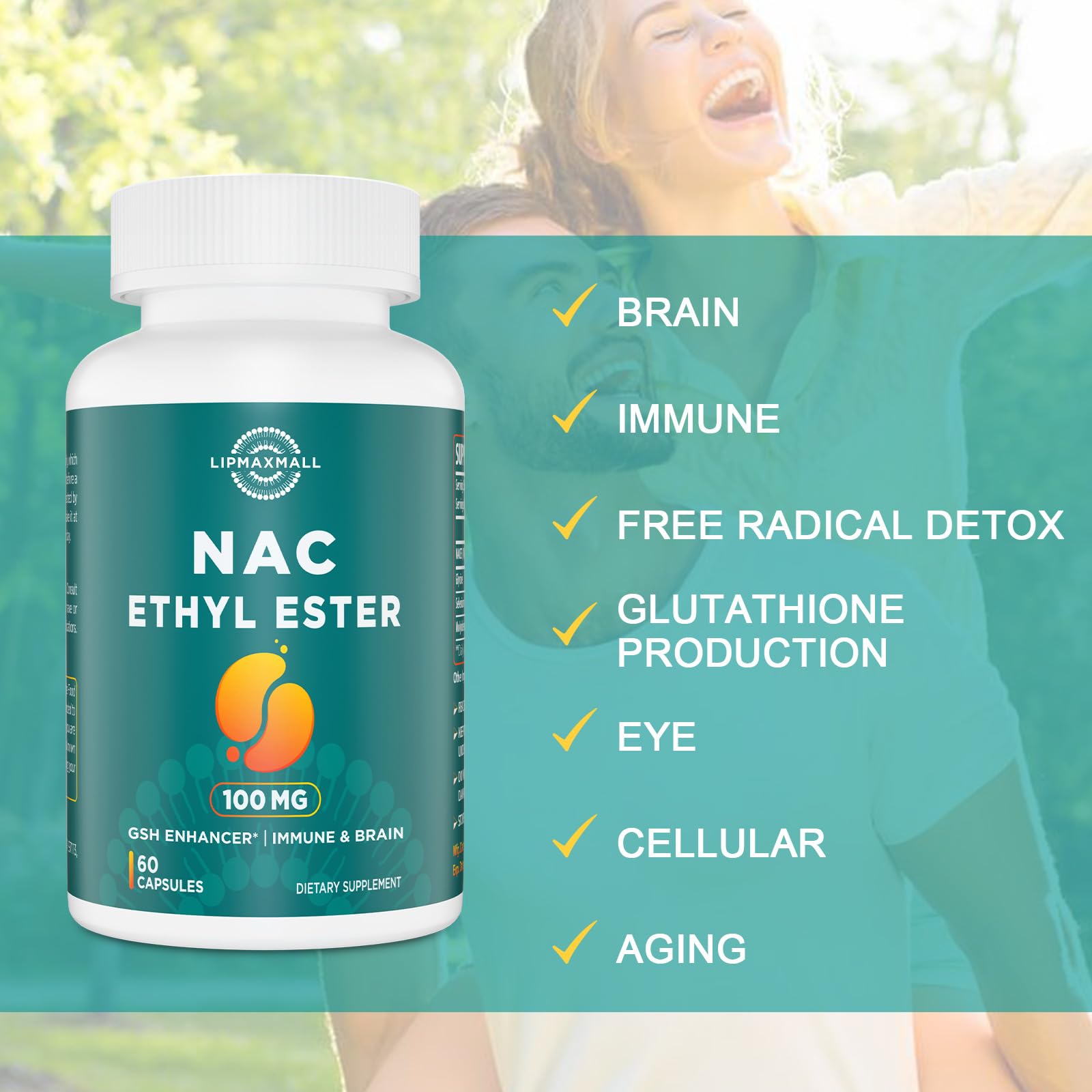 lipmaxmall NACET Supplement capsule in hand for size reference