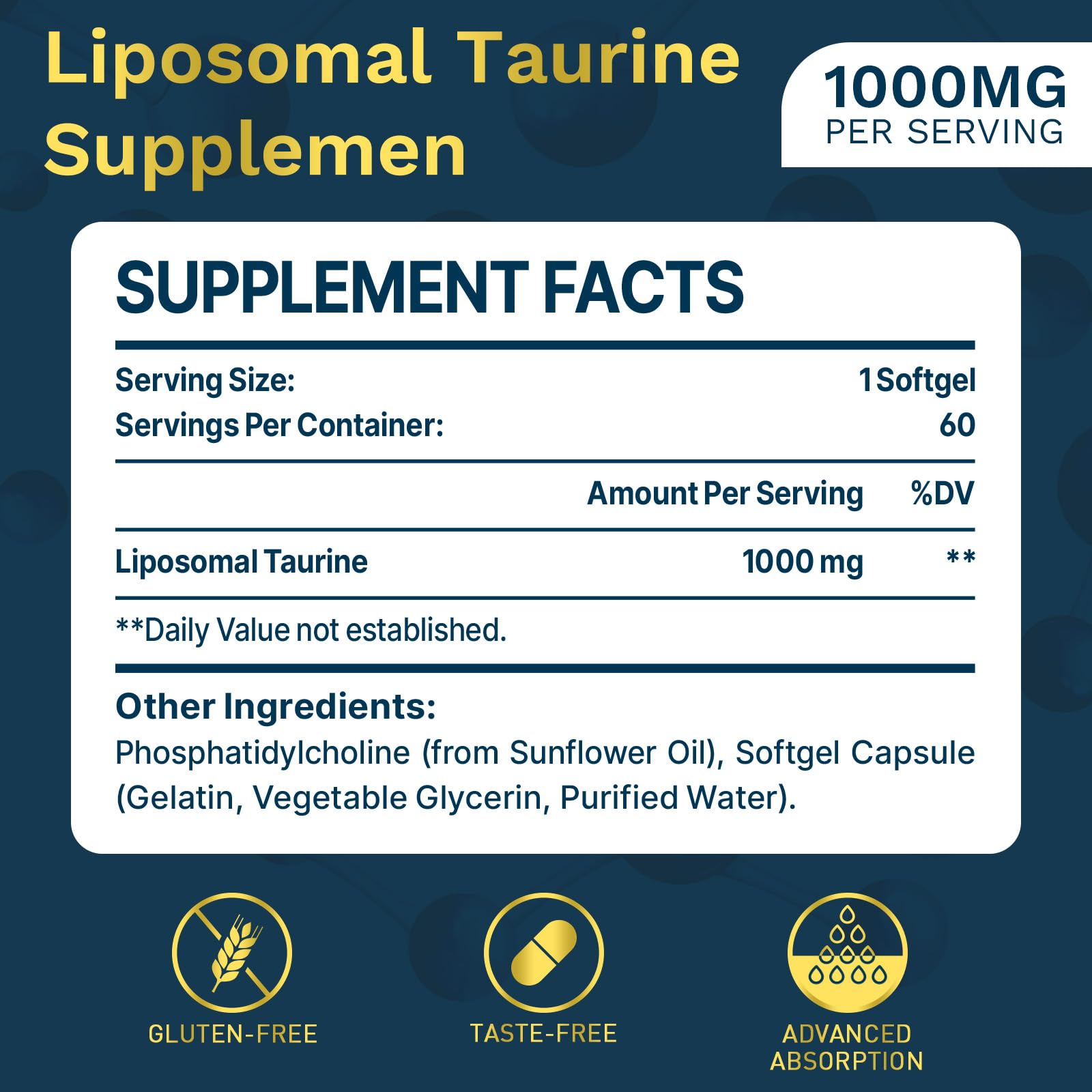 lipmaxmall Taurine 1000mg Softgels packaging