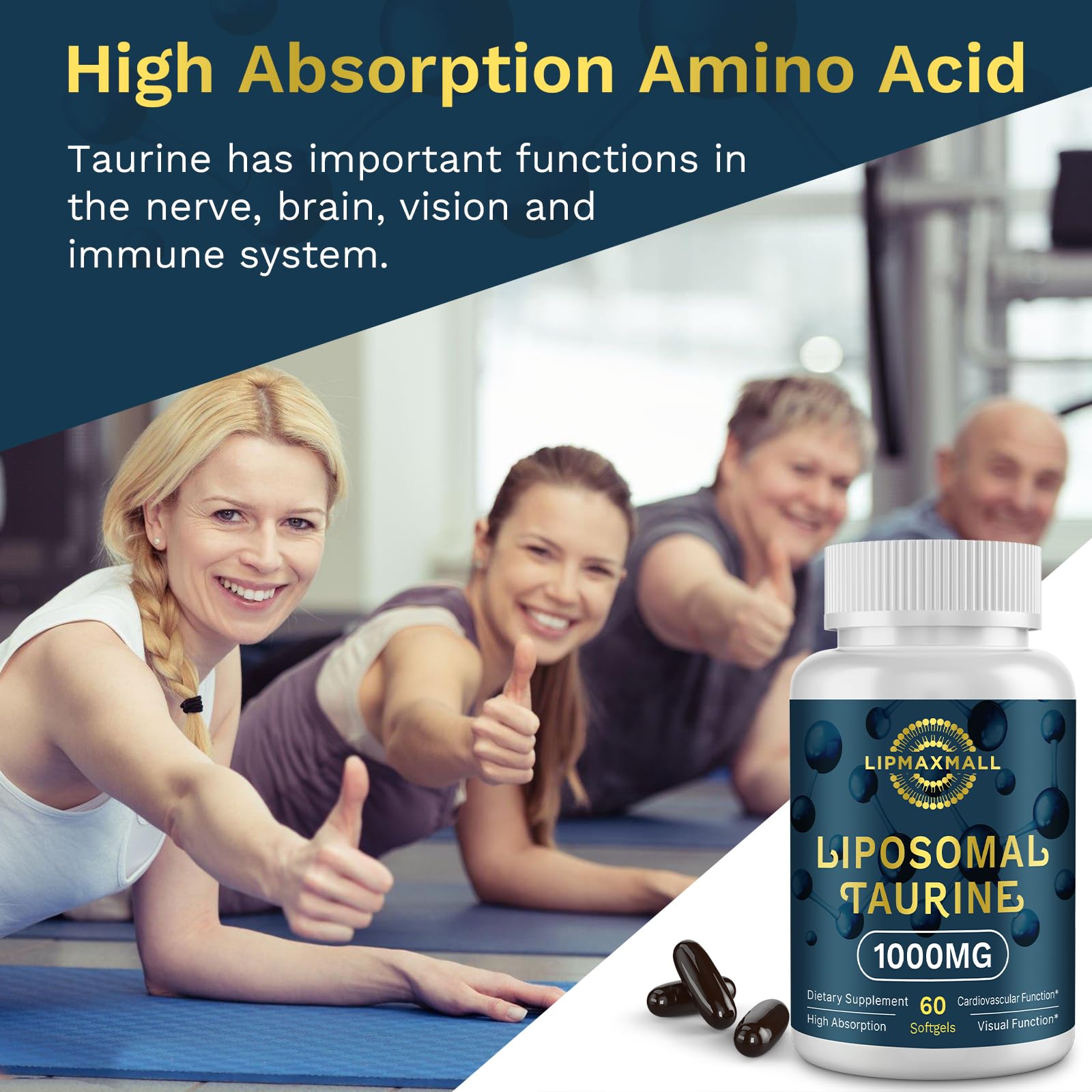 lipmaxmall Taurine 1000mg Softgels side view