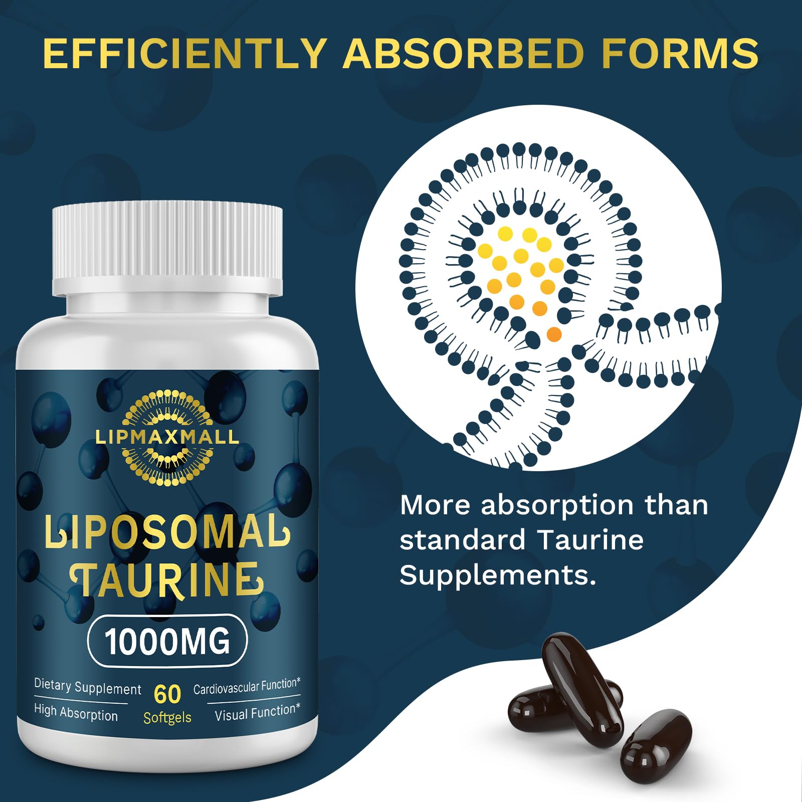 lipmaxmall Taurine 1000mg Softgels with measuring spoon