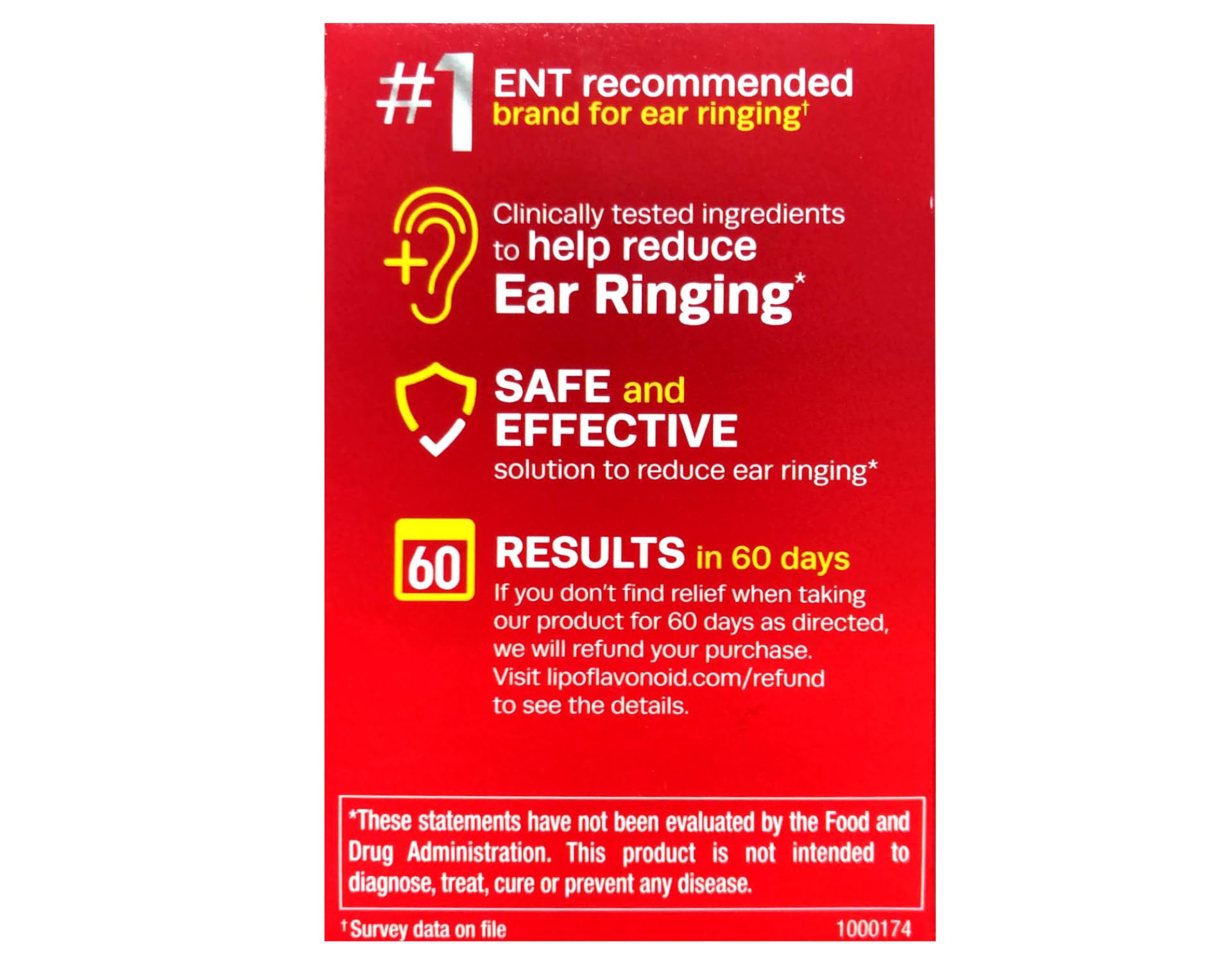 Lipo-Flavonoid Ear Ringing Supplement caplets in a bowl
