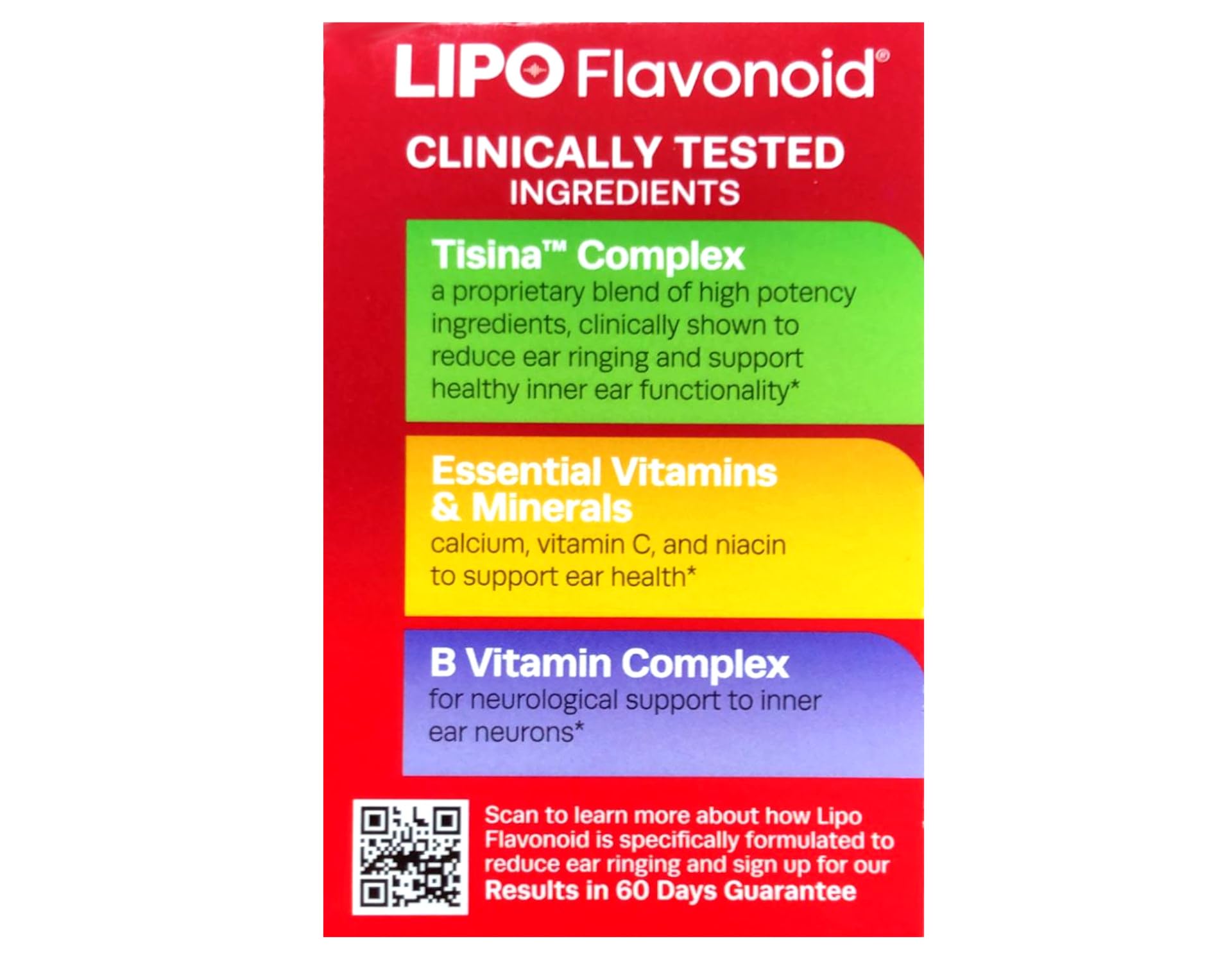 Lipo-Flavonoid Ear Ringing Supplement side view showing caplets