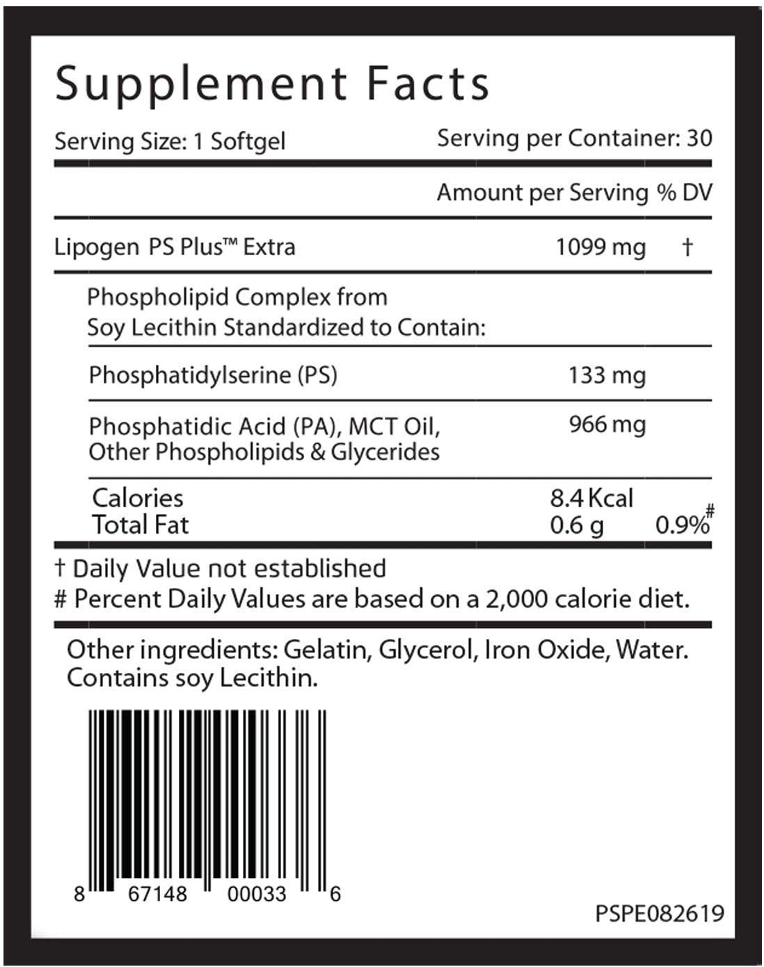 Lipogen PS Plus Extra Brain Supplement 150g side view
