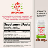 LIPOMEZIN Cholesterol Support Capsules on a wooden table