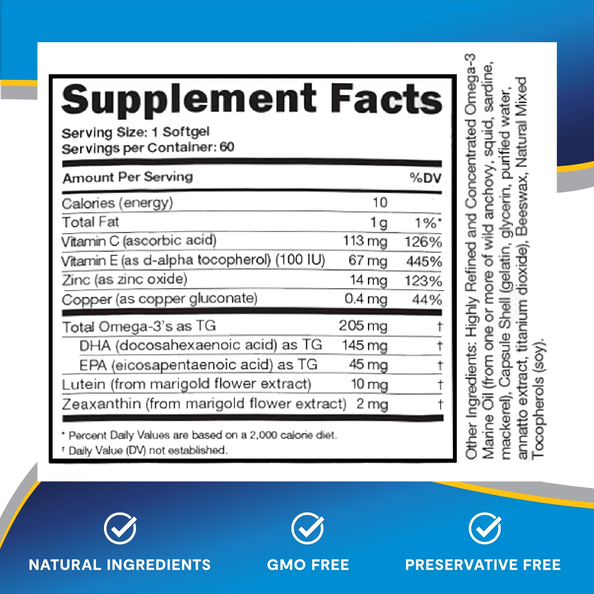 Lipotriad Adult 50+ Lutein Supplement with Omega 3 fish oil