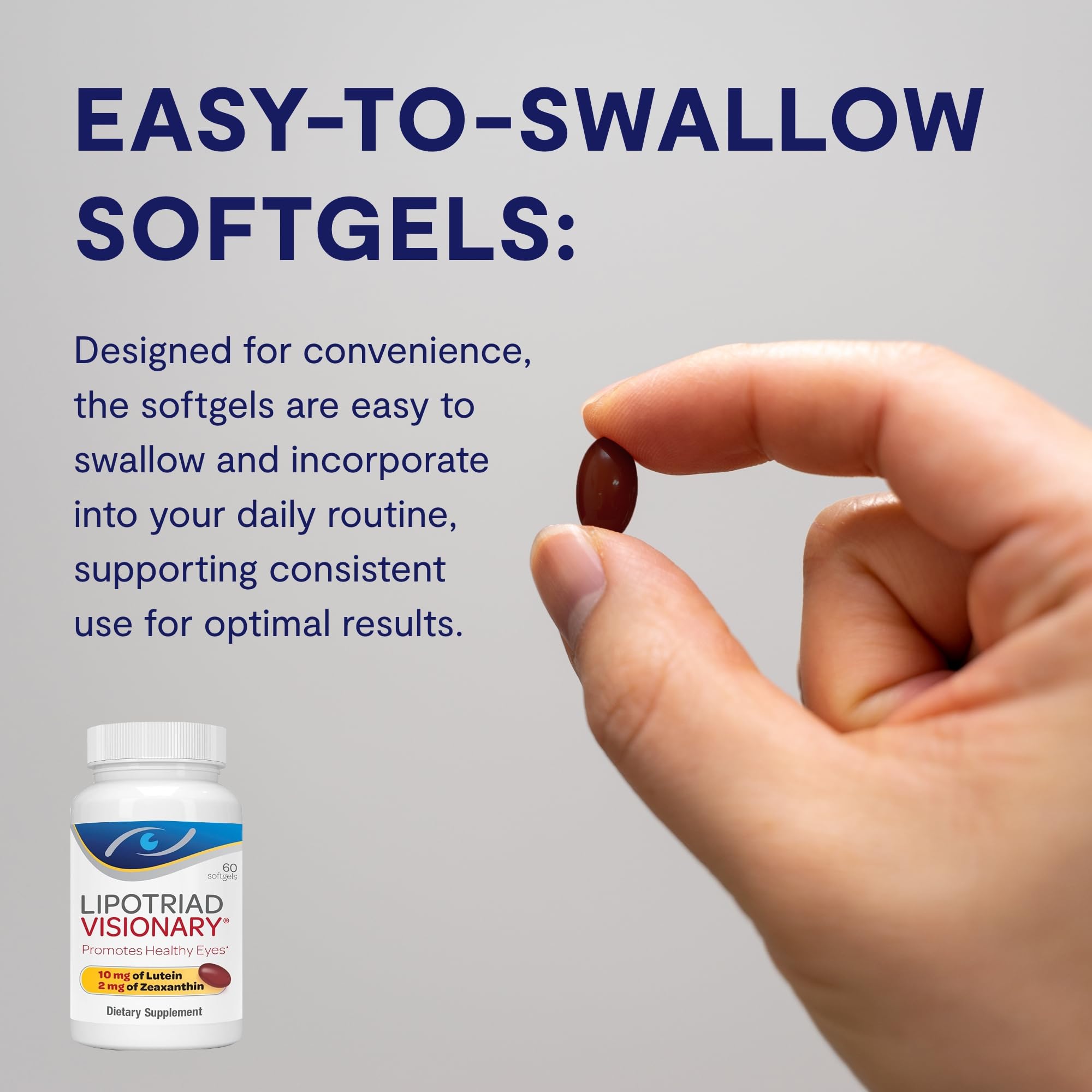 Lipotriad Visionary Eye Care Supplements side view with dosage instructions