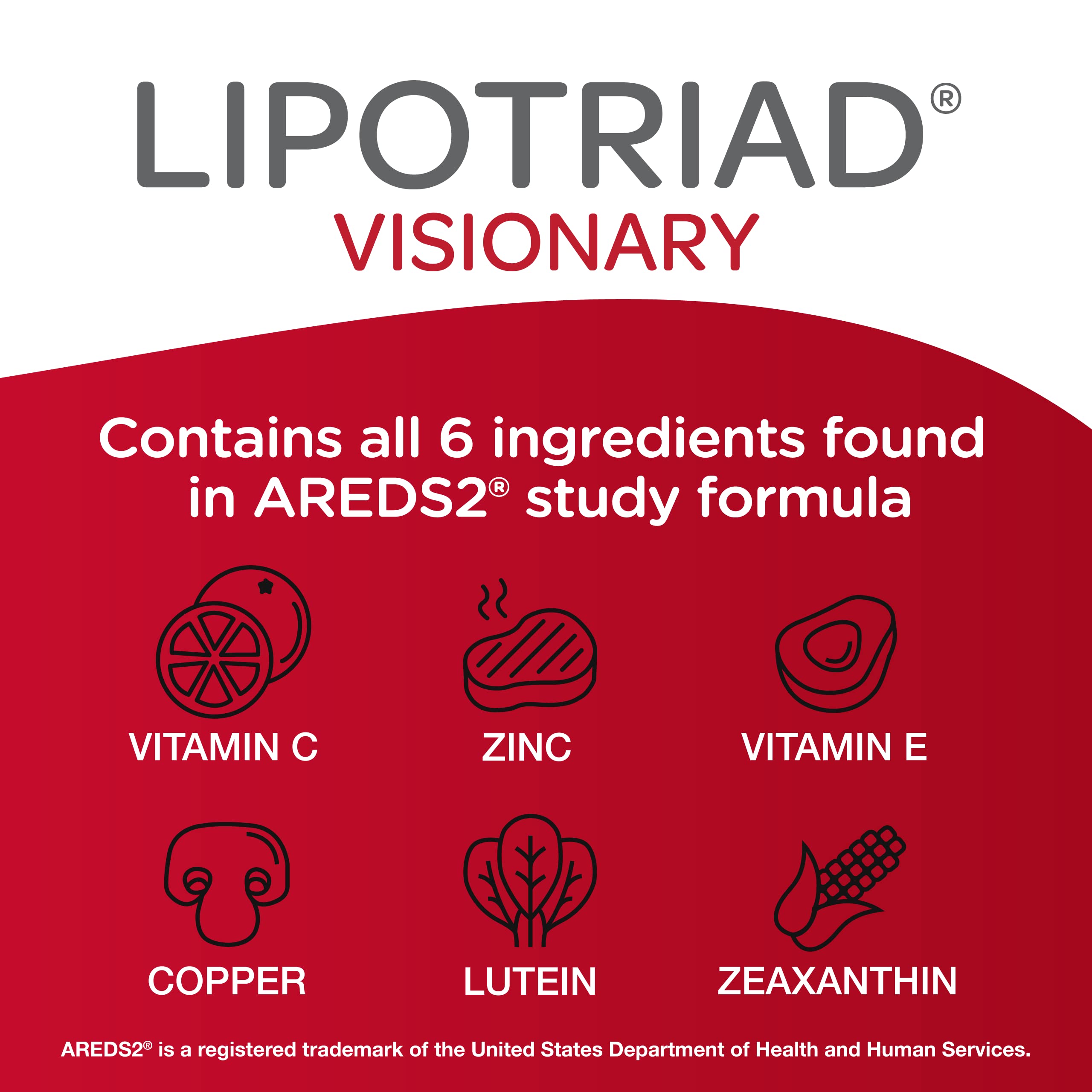 Lipotriad Visionary Eye Care Supplements with a glass of water