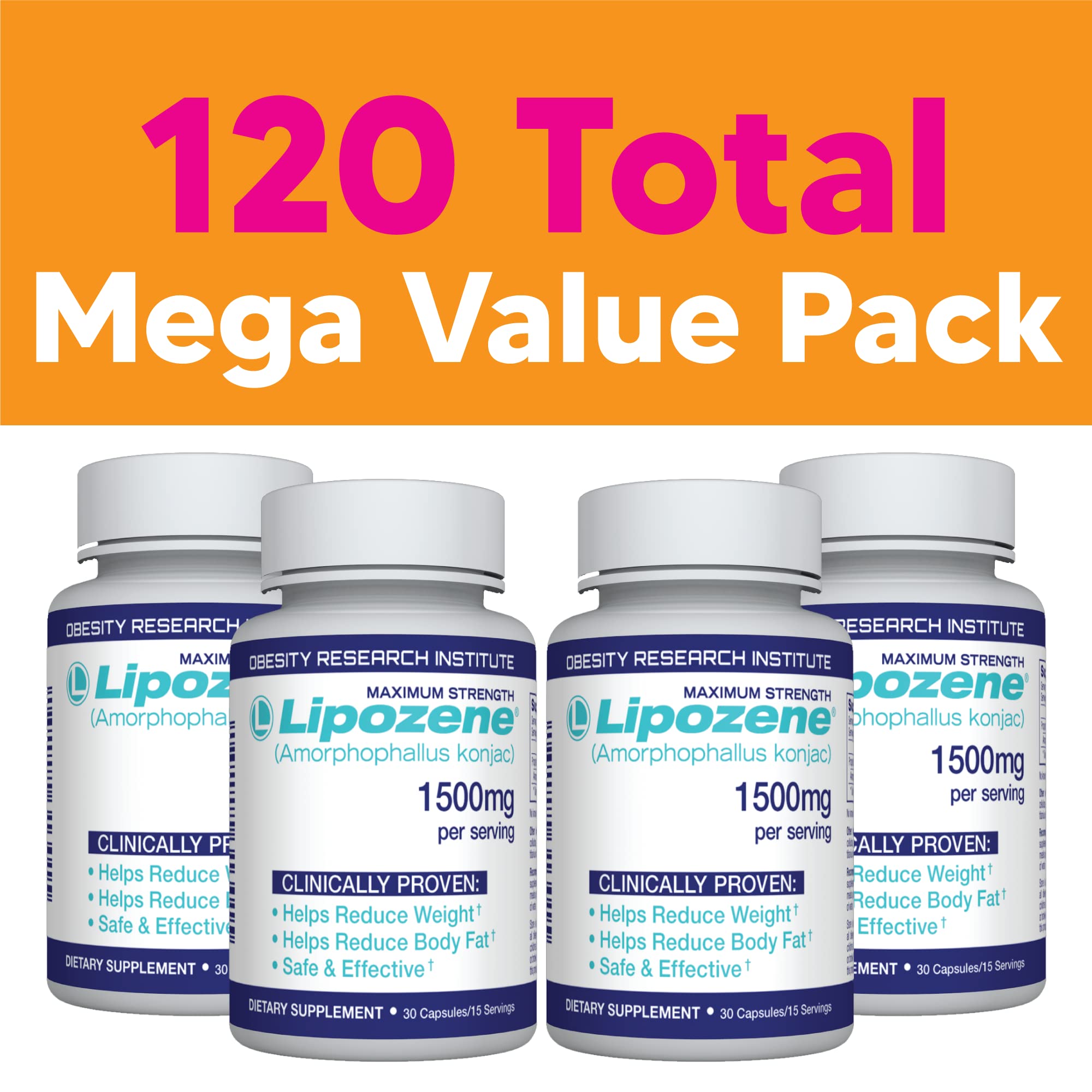 Lipozene capsules bottle with dosage instructions