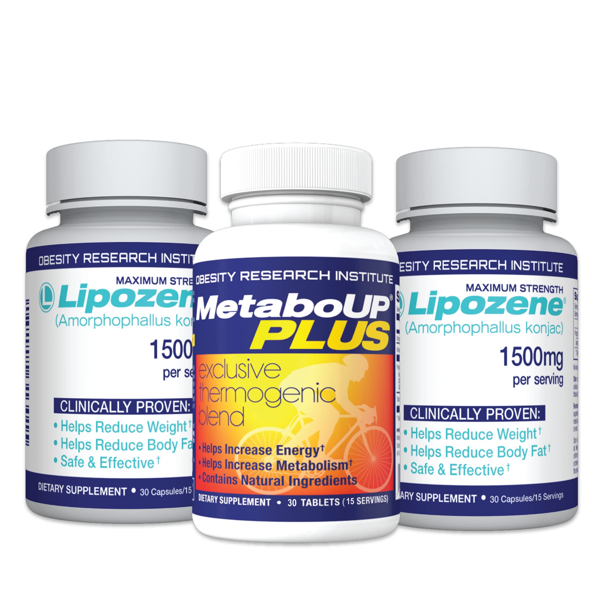 Lipozene Fat Burner Bundle front view with two bottles and MetaboUP Plus