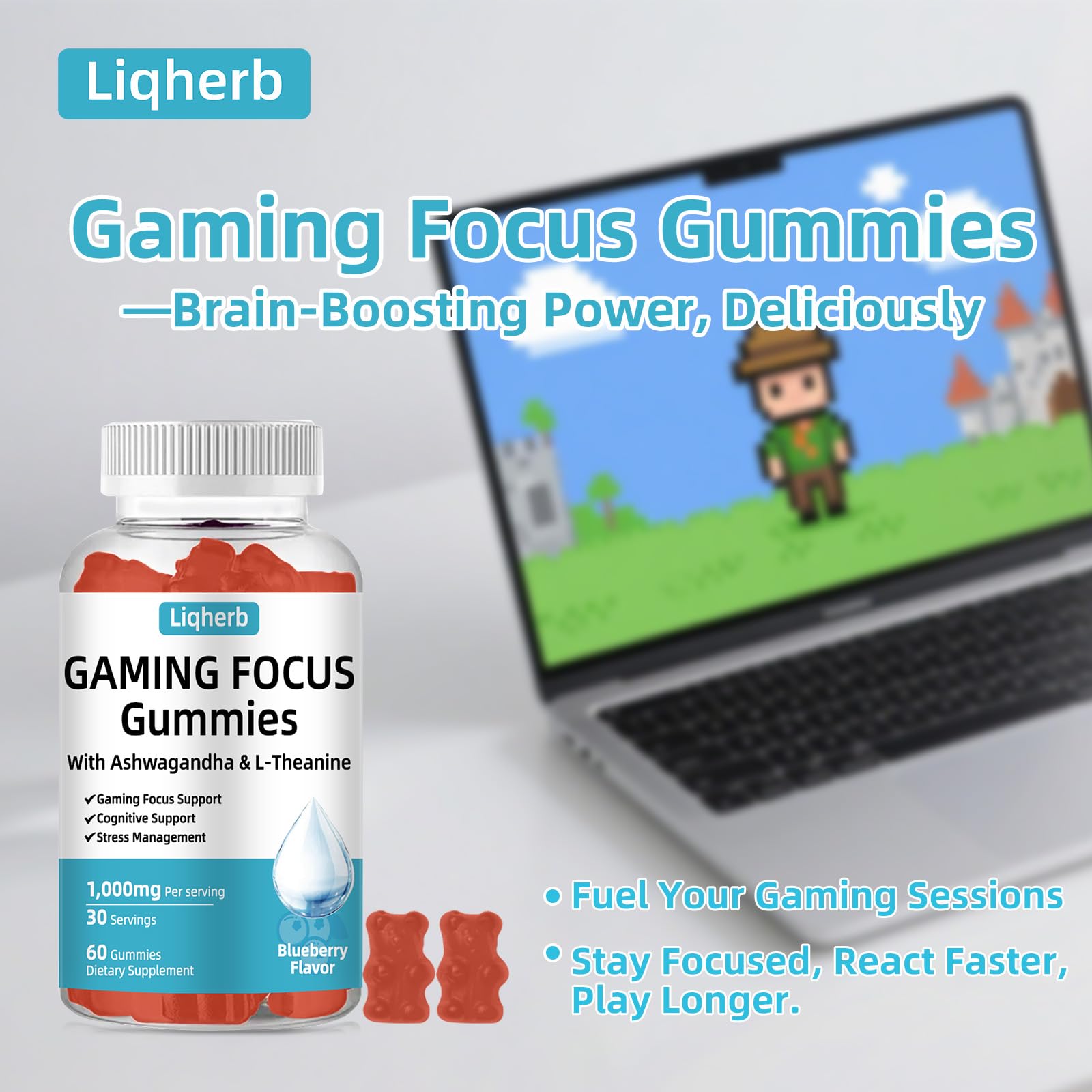 Liqherb Focus & Energy Gummies showing ingredients list