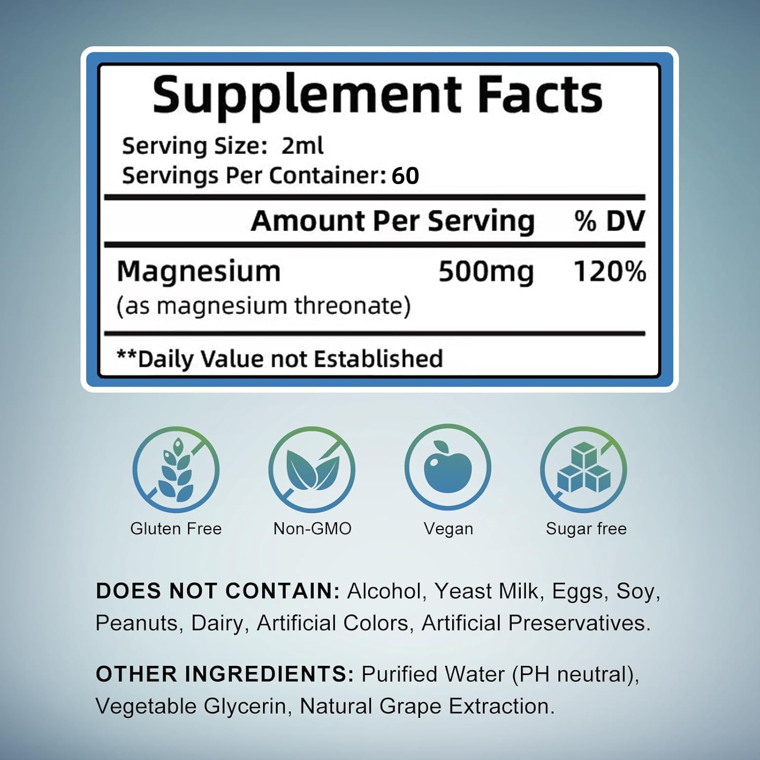 Liqherb Magnesium Threonate Liquid 500mg back view