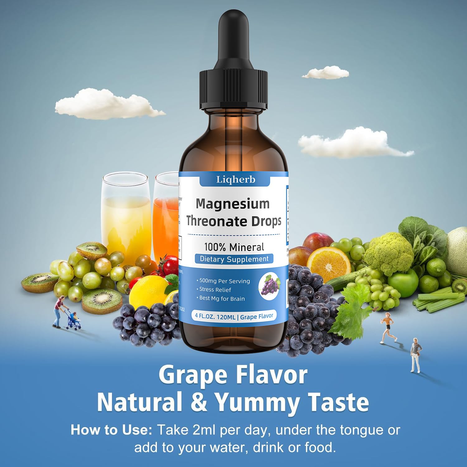 Liqherb Magnesium Threonate Liquid 500mg on a kitchen counter