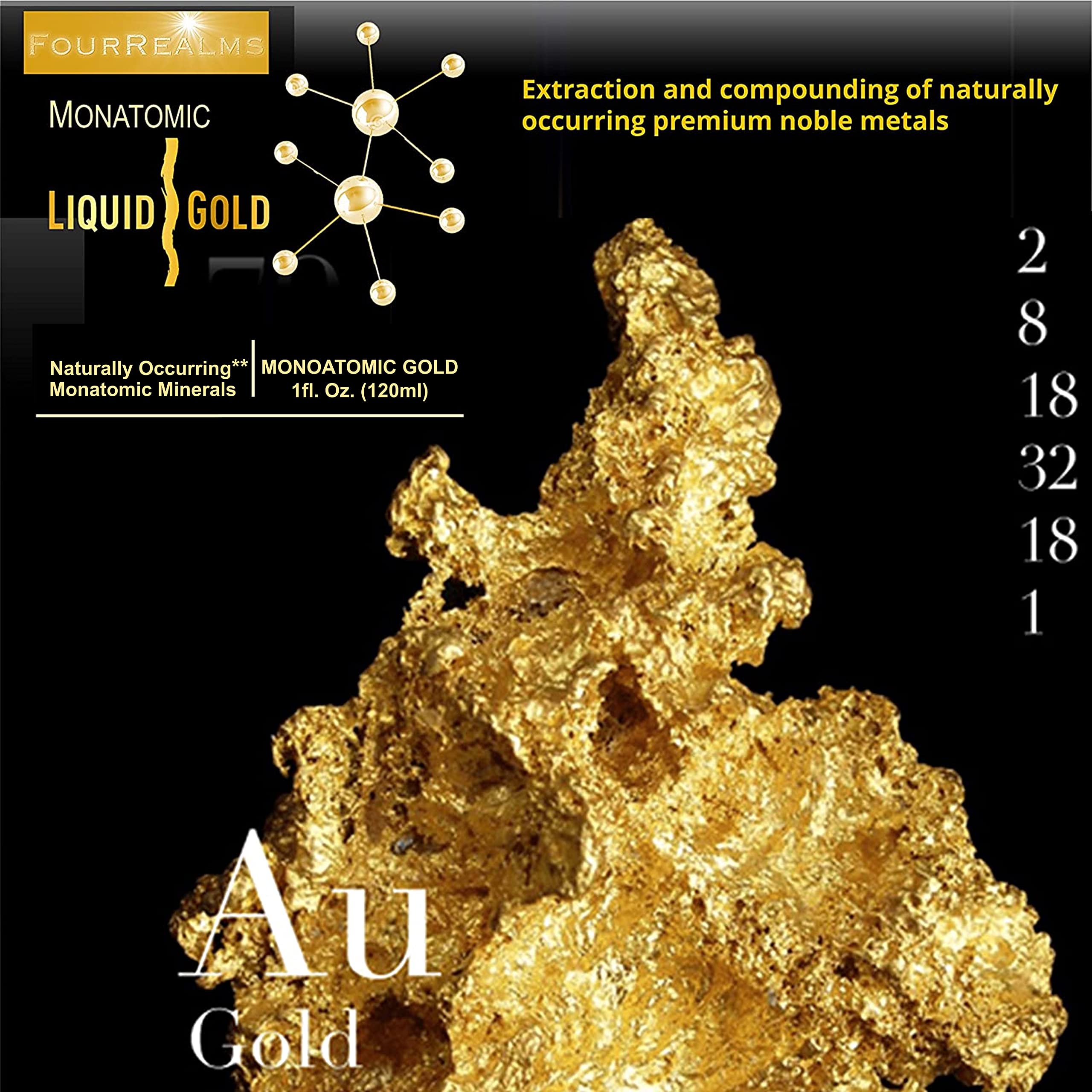 Liquid Gold ORMUS Monoatomic Gold Supplement 4 oz with measuring spoon