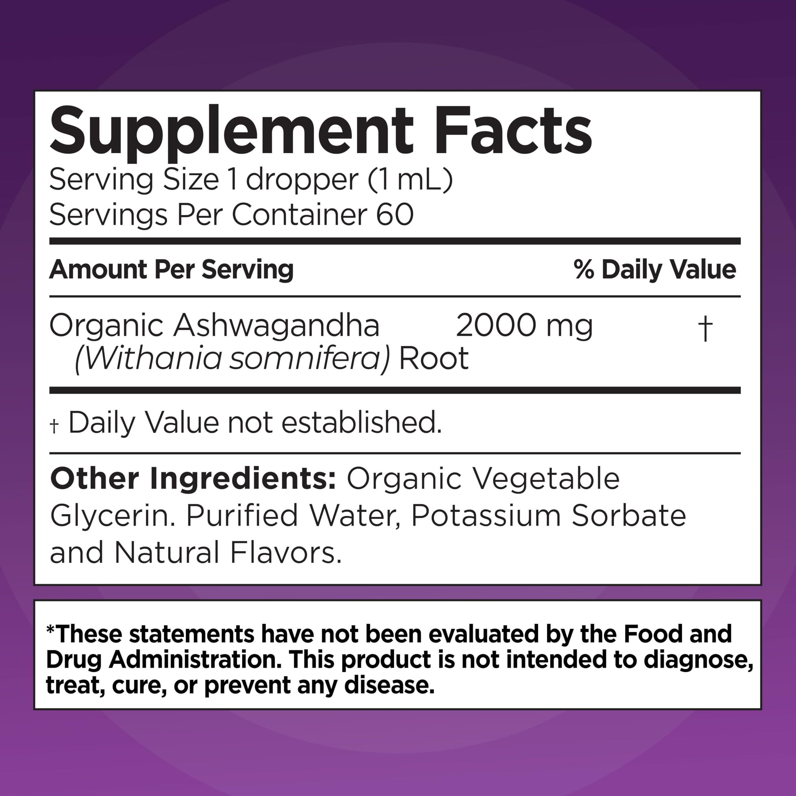 Liquid Naturals Ashwagandha Drops 2000mg bottle with dropper