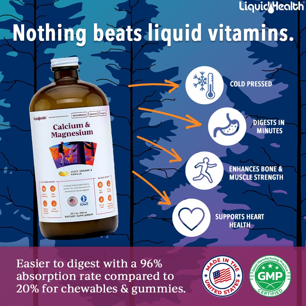 LIQUIDHEALTH Calcium & Magnesium Liquid Supplement back view