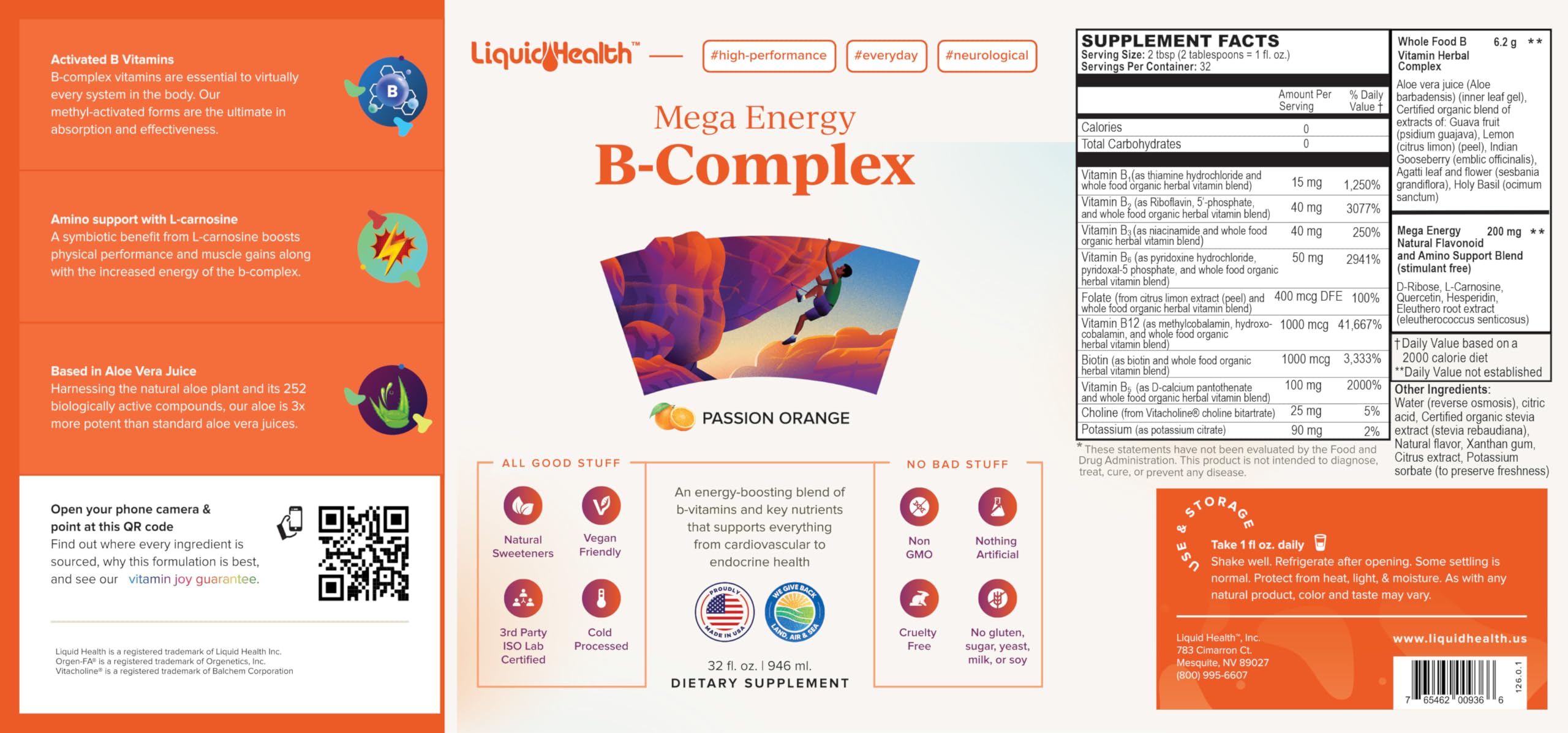 LIQUIDHEALTH Mega Energy B-Complex 907g liquid supplement lifestyle shot