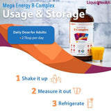 LIQUIDHEALTH Mega Energy B-Complex 907g liquid supplement packaging