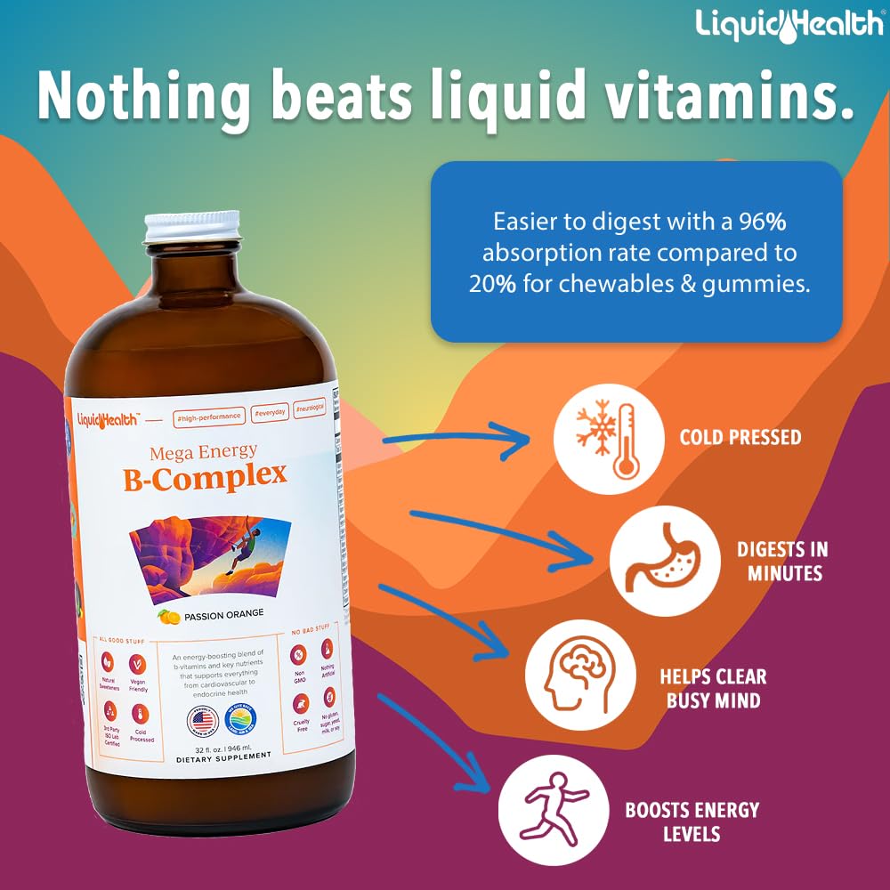 LIQUIDHEALTH Mega Energy B-Complex 907g liquid supplement side view