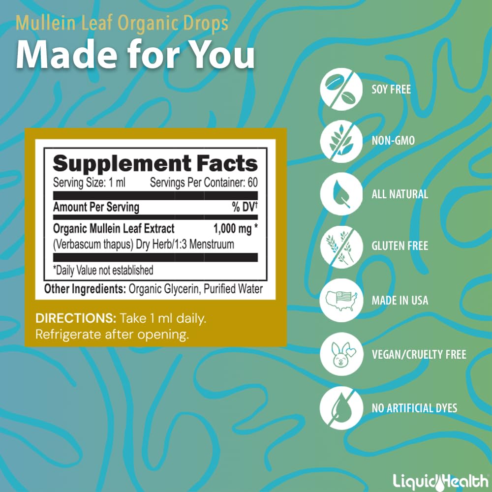 LIQUIDHEALTH Mullein Leaf Extract Drops 1000mg packaging