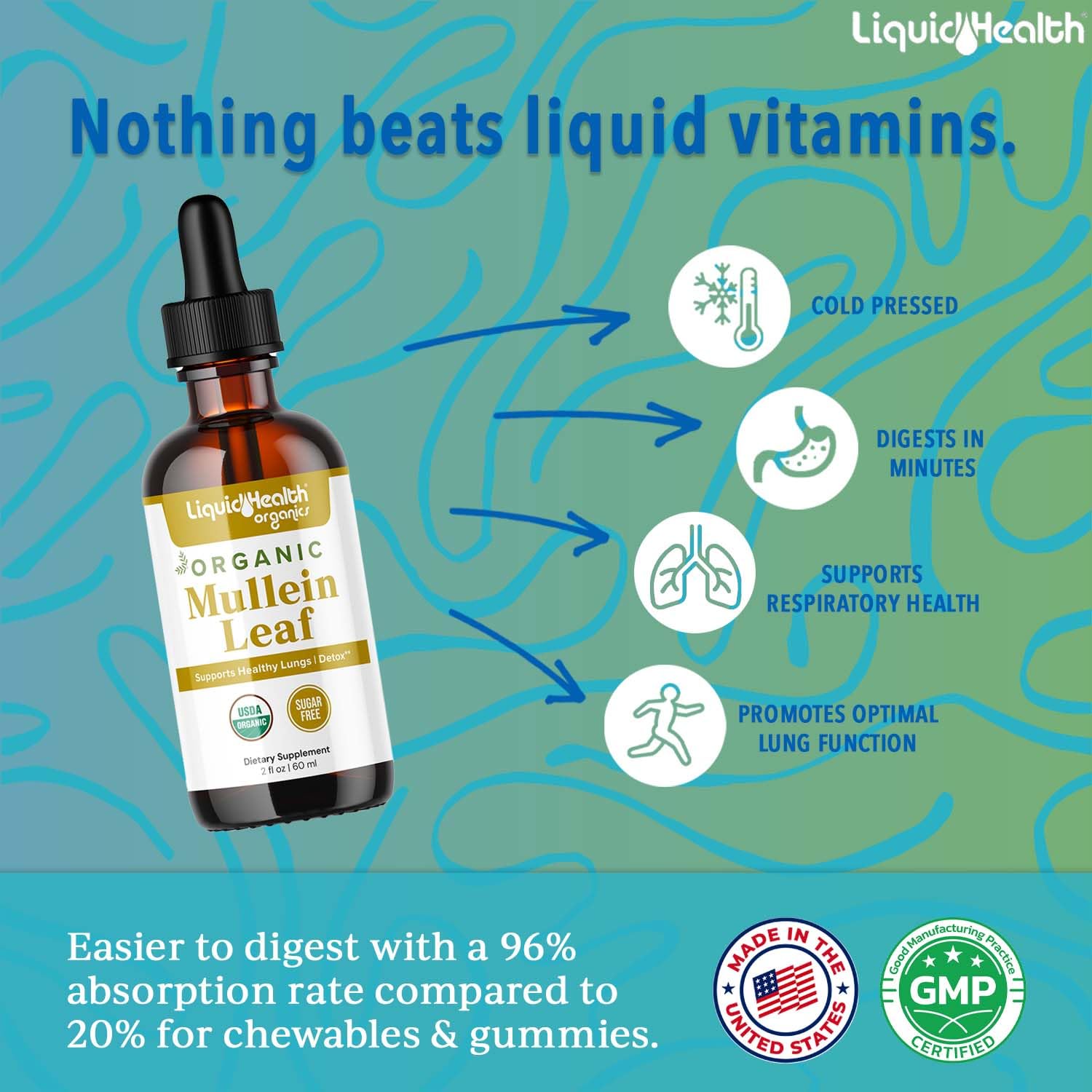 LIQUIDHEALTH Mullein Leaf Extract Drops 375g with dropper