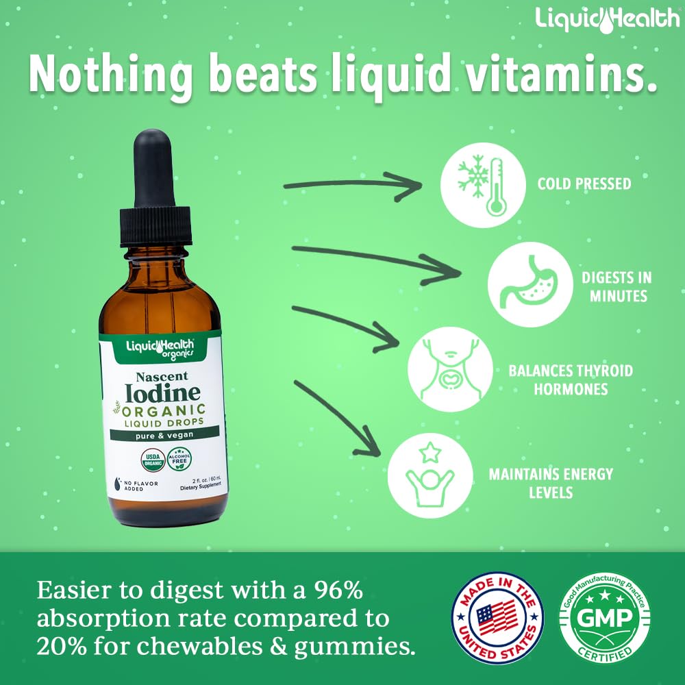 LIQUIDHEALTH Nascent Iodine Drops 259g bottle with dropper