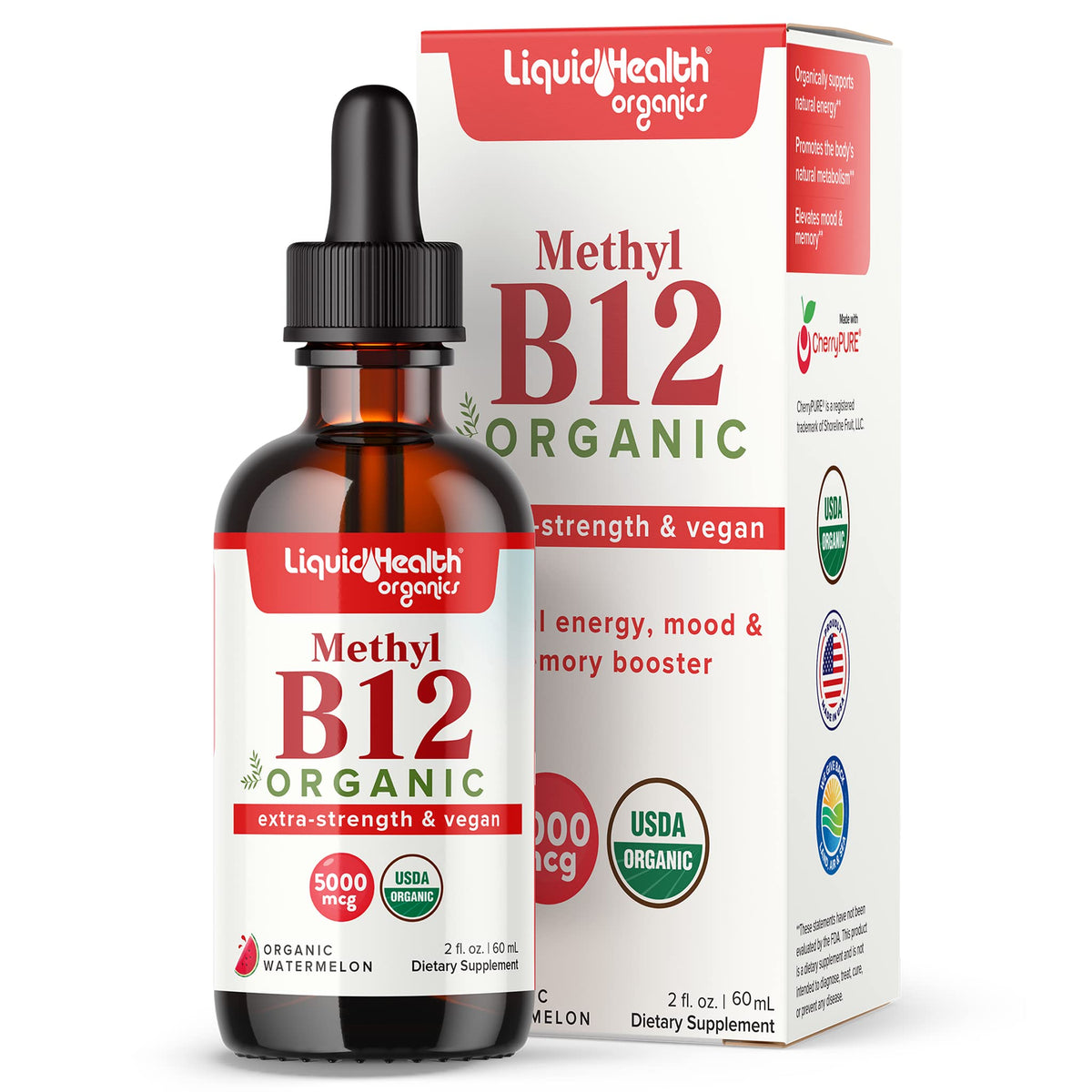 LIQUIDHEALTH Organic Vitamin B12 Drops 5000 mcg front view