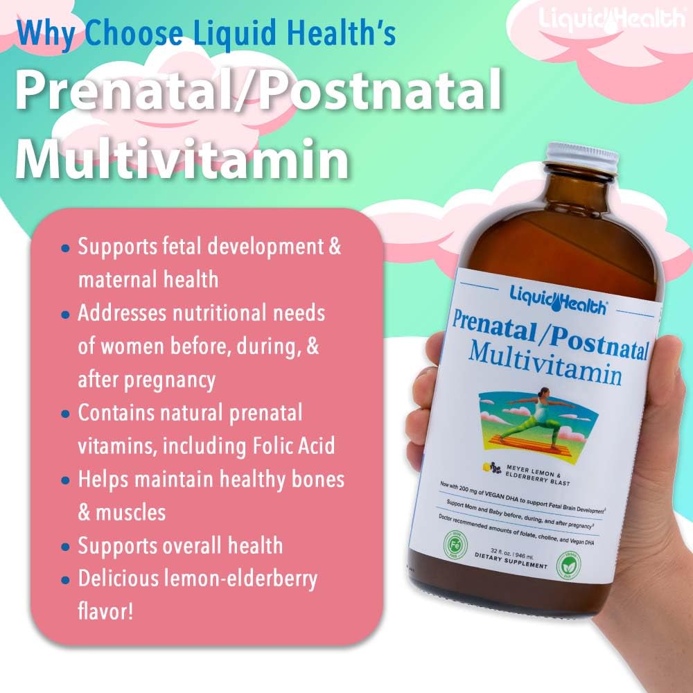 LIQUIDHEALTH Prenatal/Postnatal Liquid Multivitamin 32 oz side view