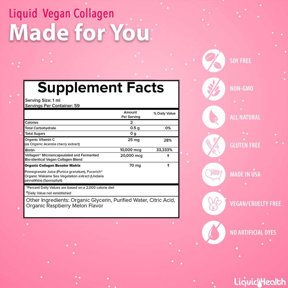 LIQUIDHEALTH Vegan Liquid Collagen Drops 390g with smoothie