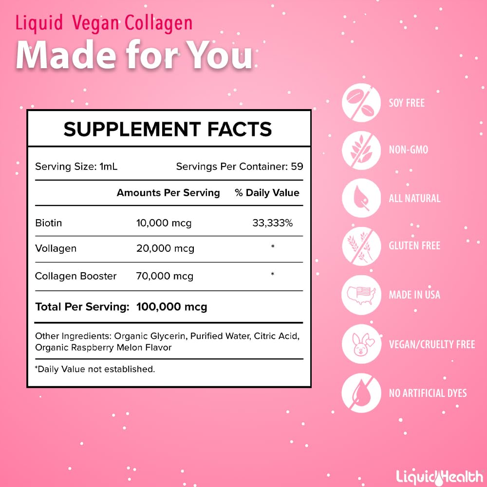 LIQUIDHEALTH Vegan Liquid Collagen Drops packaging and dropper