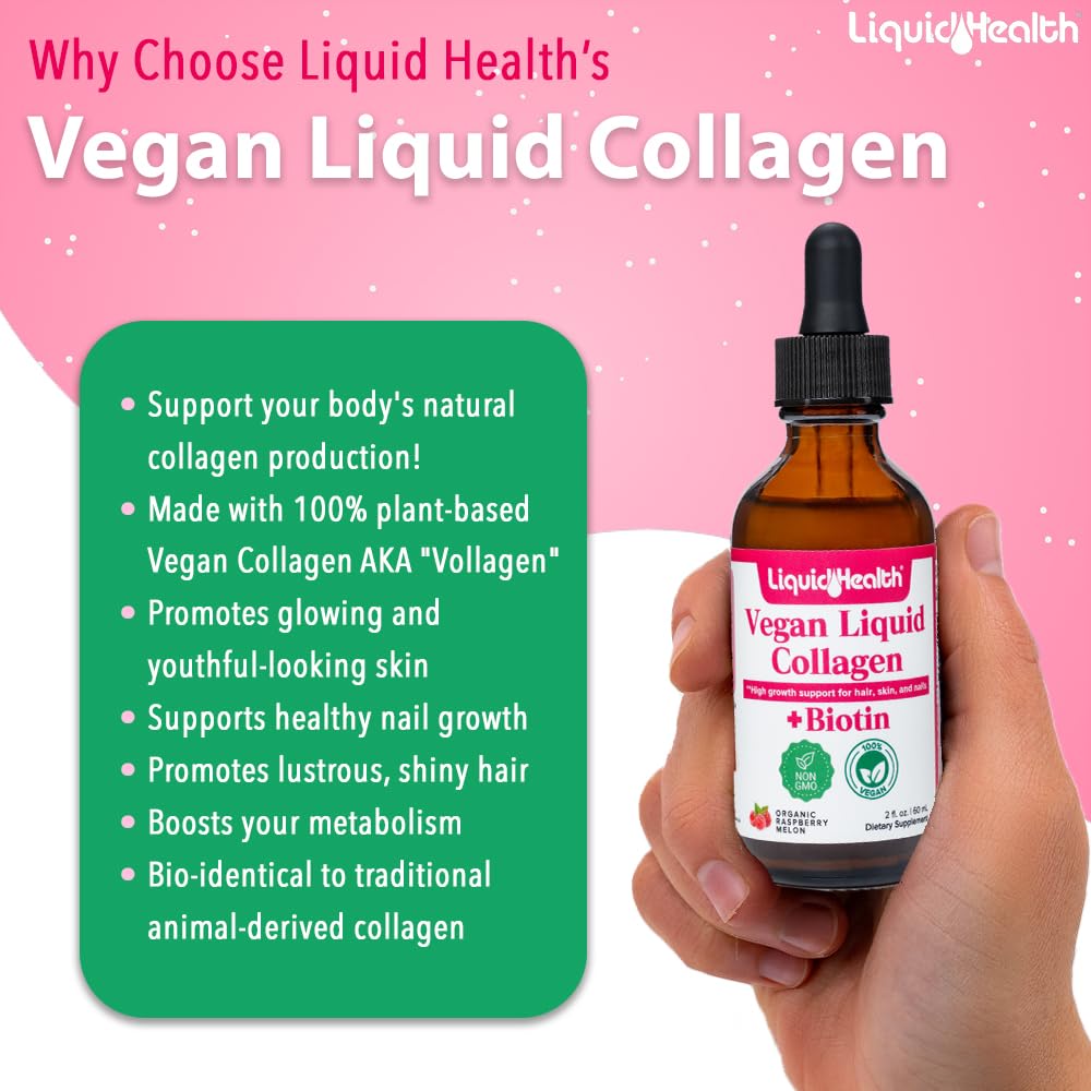 LIQUIDHEALTH Vegan Liquid Collagen Drops with Organic Raspberry Melon flavour